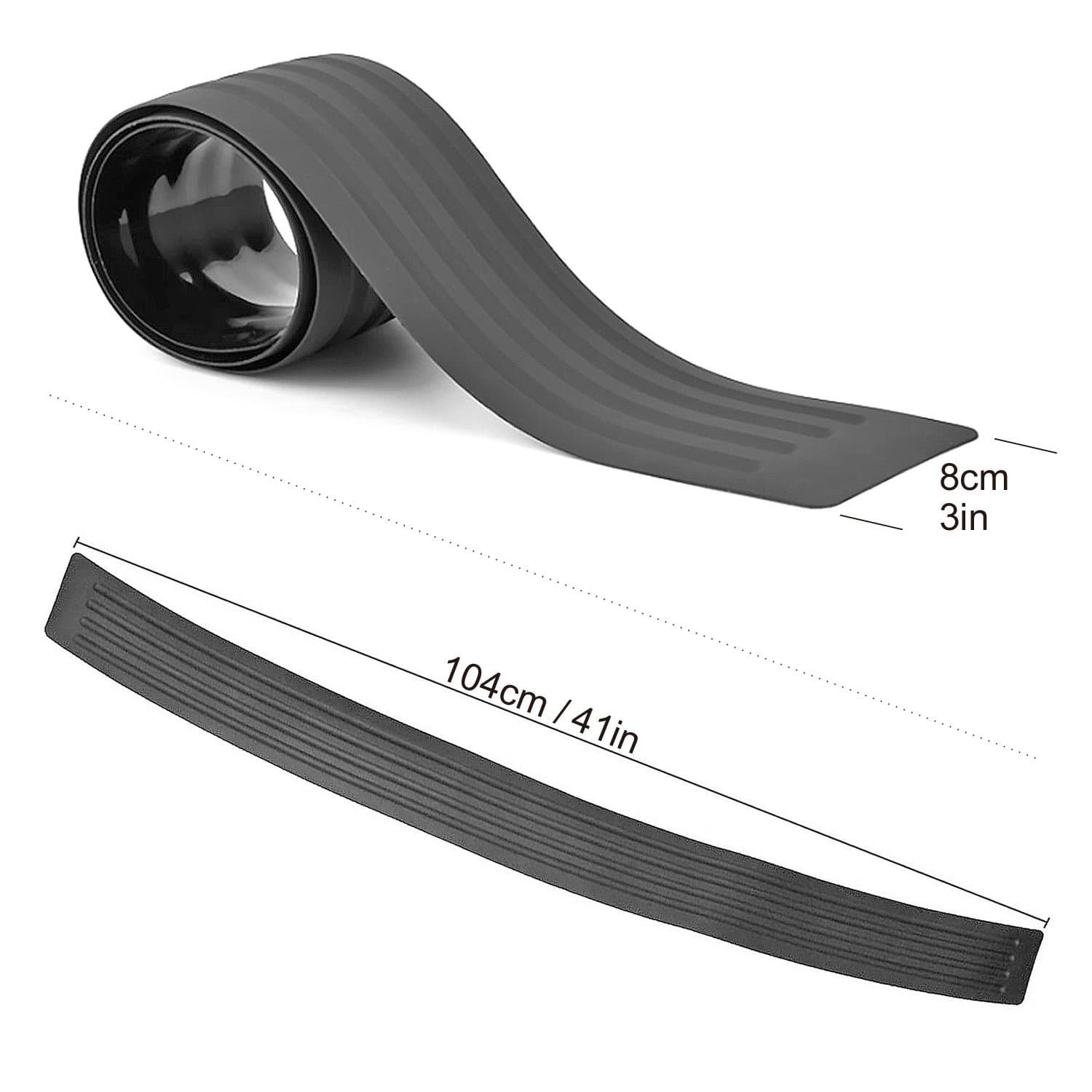 Black New Anti-scratch Rubber Rear Guard Bumper Protector Trim Cover Strip Car Bumper Guards Back for Cars Pickup SUV Trucks, 104cm/41