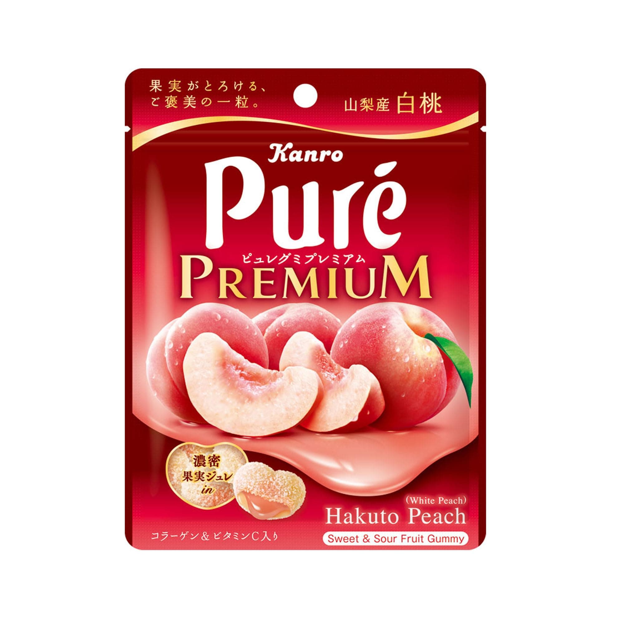 Kanro Pure Gumi Premium White Peaches from Yamanashi 2.9 oz (54 g)