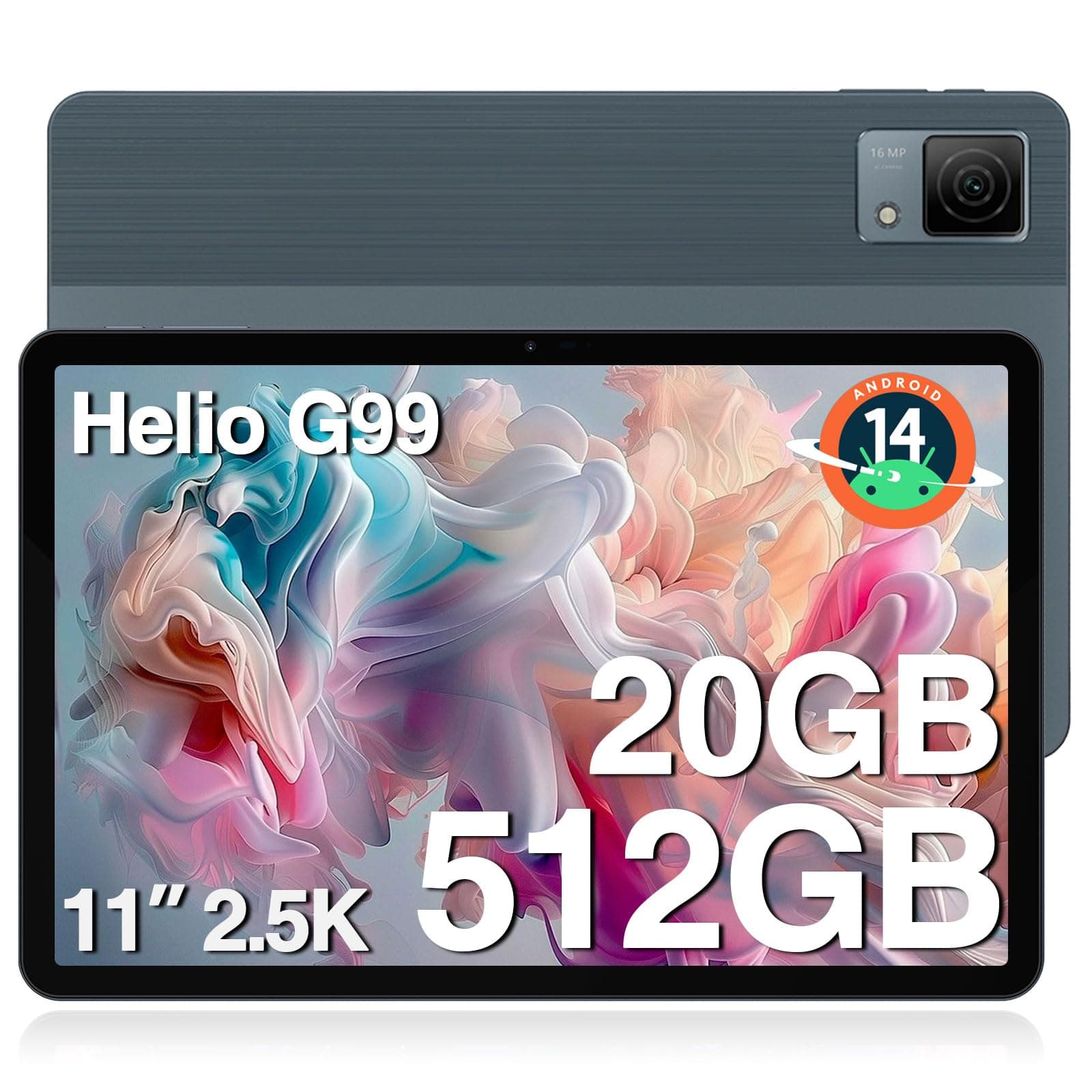 DOOGEE T40 Android 14 Tablet,Helio G99 Octa-Core IPS 1600x2560,11" 2.5K Ultra Clear Display,20GB+512GB/2TB Expand,Android Tablet with 8580mAh Battery,Dual SIM 4G,Face Unlock,OTG
