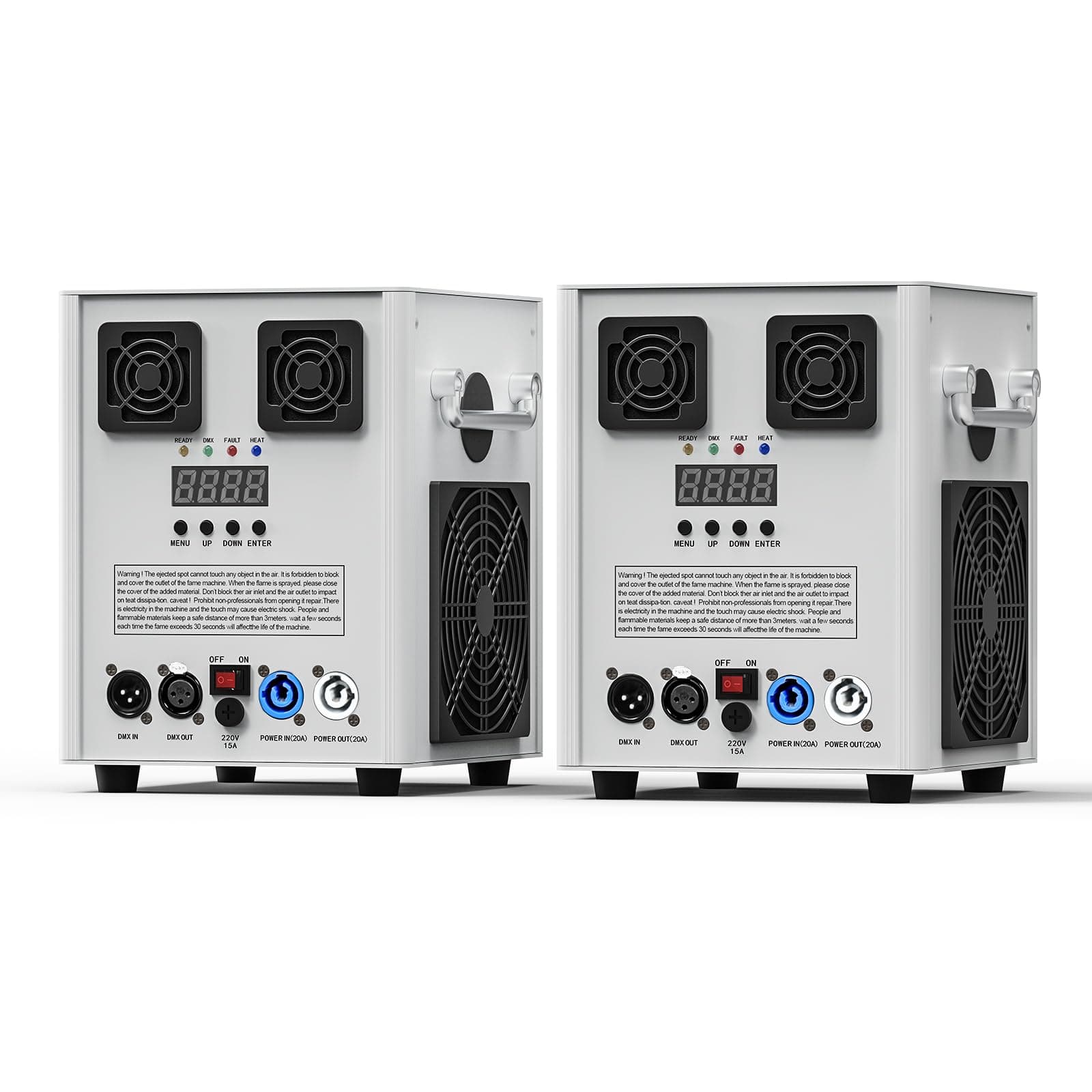 Pyrotechnic Machine, 2PC White 530W DMX Machines, Remote Control, for Parties Halloween Christmas Weddings Sporting Events