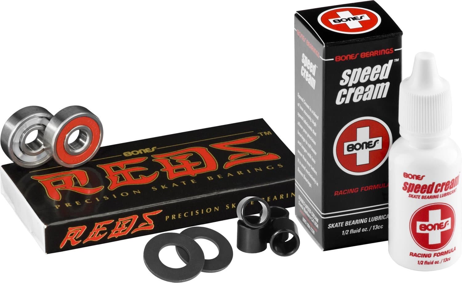 Reds Precision Skate Bearings (8 Pack w/Spacers & Washers & Speed Cream)