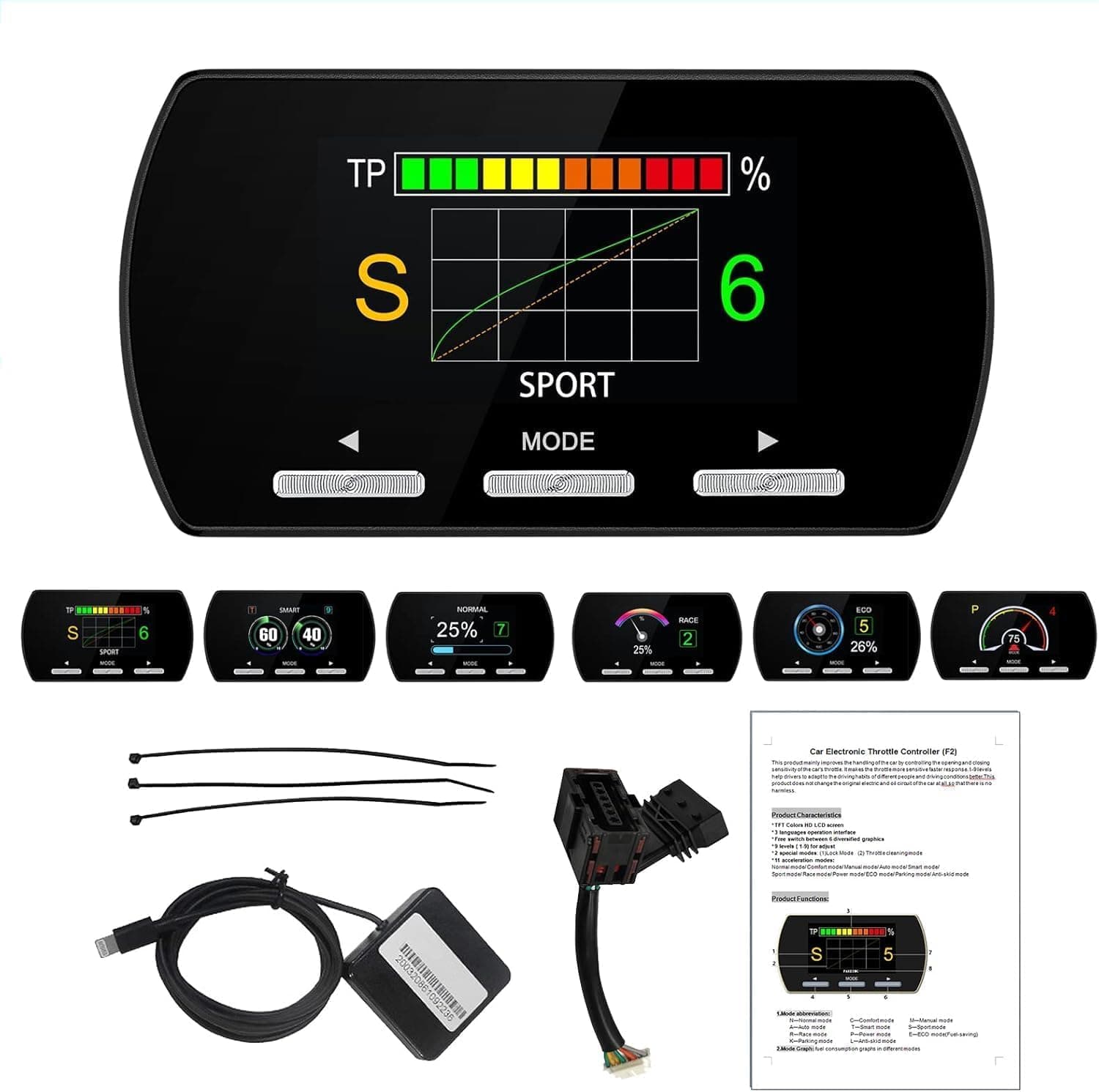 Throttle Response Controller 9 Drive Modes Smart Electronic Racing Accelerator Compatible with Dodge Challenger Ram Jeep Cherokee Wrangler Maserati Ghibli Quattroporte Chrysler 300C 200C (807-Upgrade)