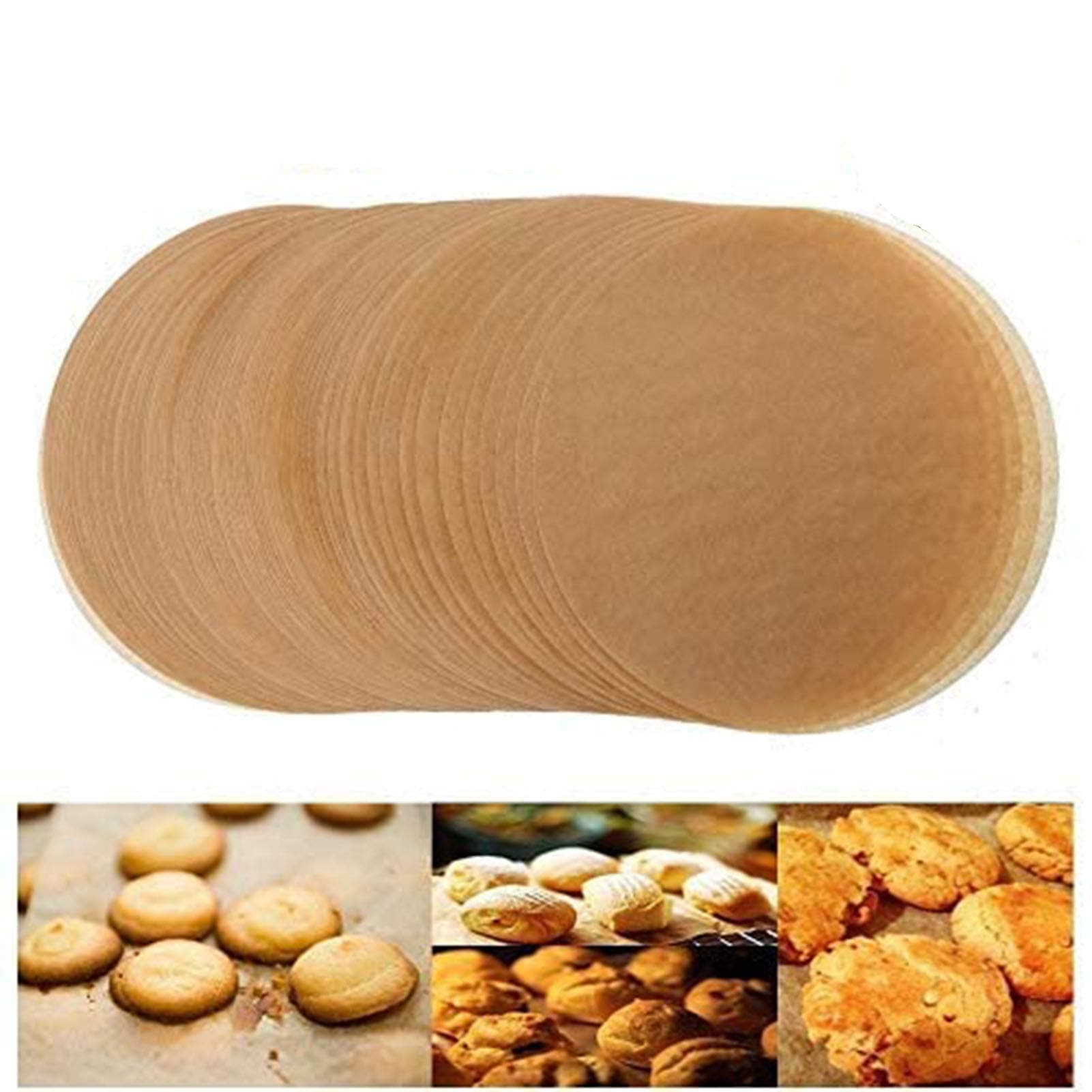 Unbleached Parchment Paper Cookie Baking Sheets,10 Inch Premium Brown Parchment Paper Liners for Round Cake Pans Circle,Non-stick Air Fryer Liners,100 Count