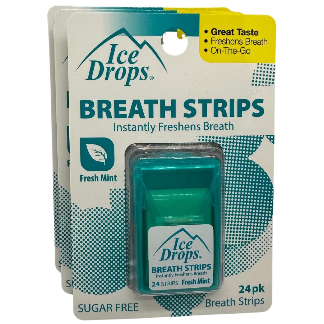 Fresh Mint Sugar Free Ice Drops Breath Strips 24 count(pack of 3)