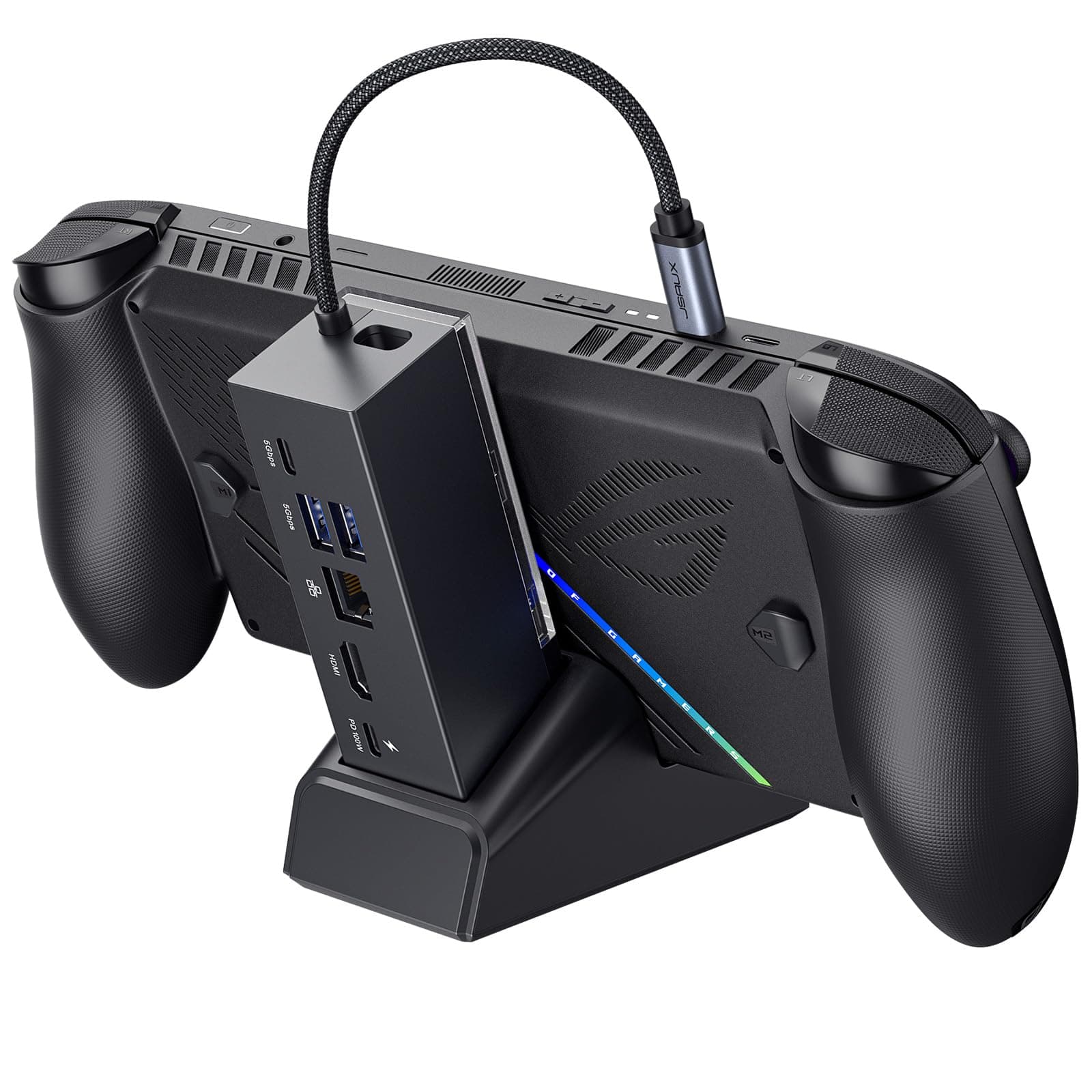 Docking Station for ROG Xbox Ally X (2025)/ROG Ally X/ROG Ally/Steam Deck/Legion Go/Legion Go S, 6-in-1 Dock with HDMI 4K@120Hz, Gigabit Ethernet, USB A & USB C 3.2 Gen 1, 100W Charging - HB0609