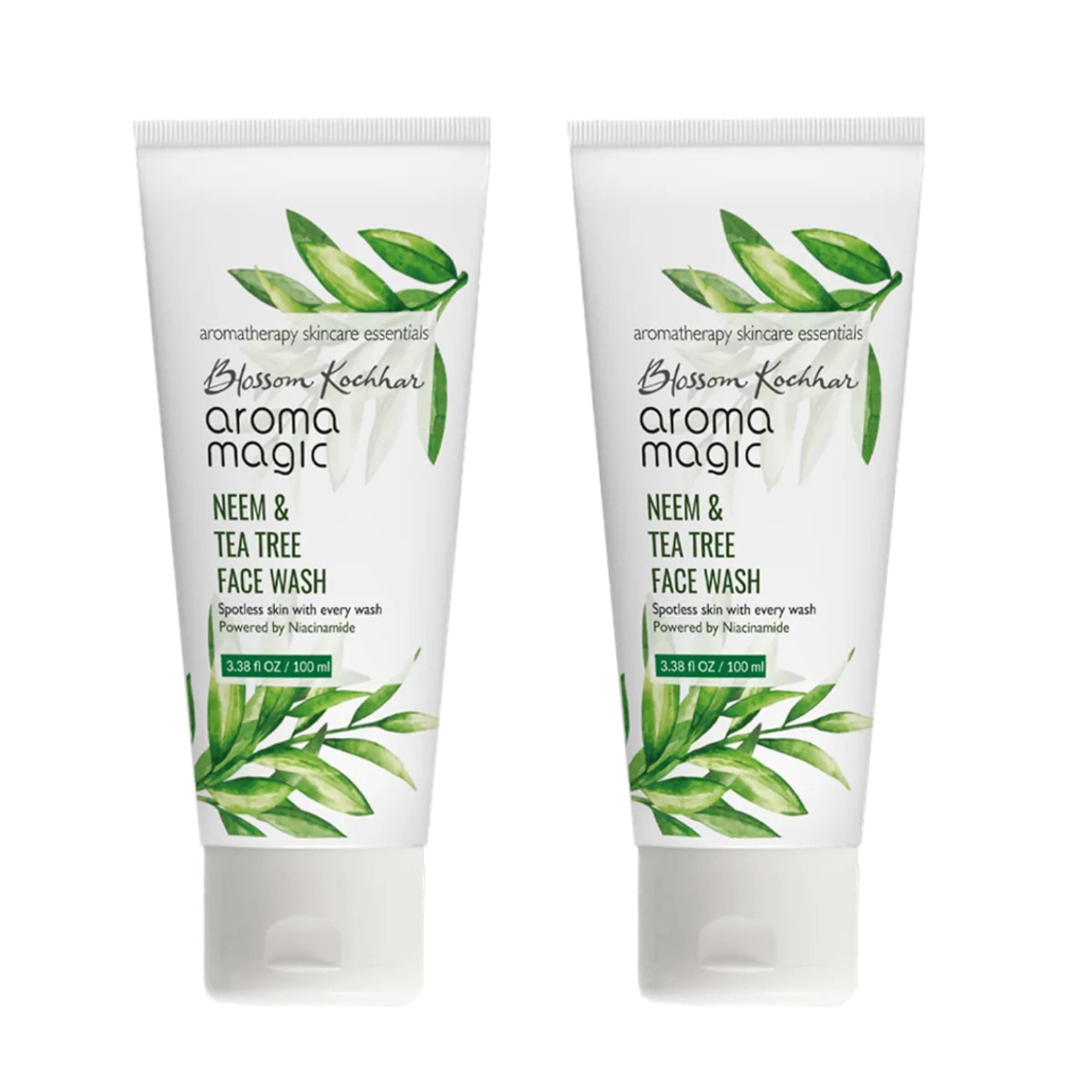 Aroma Magic Neem & Tea Tree Face wash PWRD By 5% Niacinamide & Aloevera Gel| for Spotless & Soft Skin| Oily & Acne/Pimples Prone Skin| for Women & Men| 100 ml| pack of 2