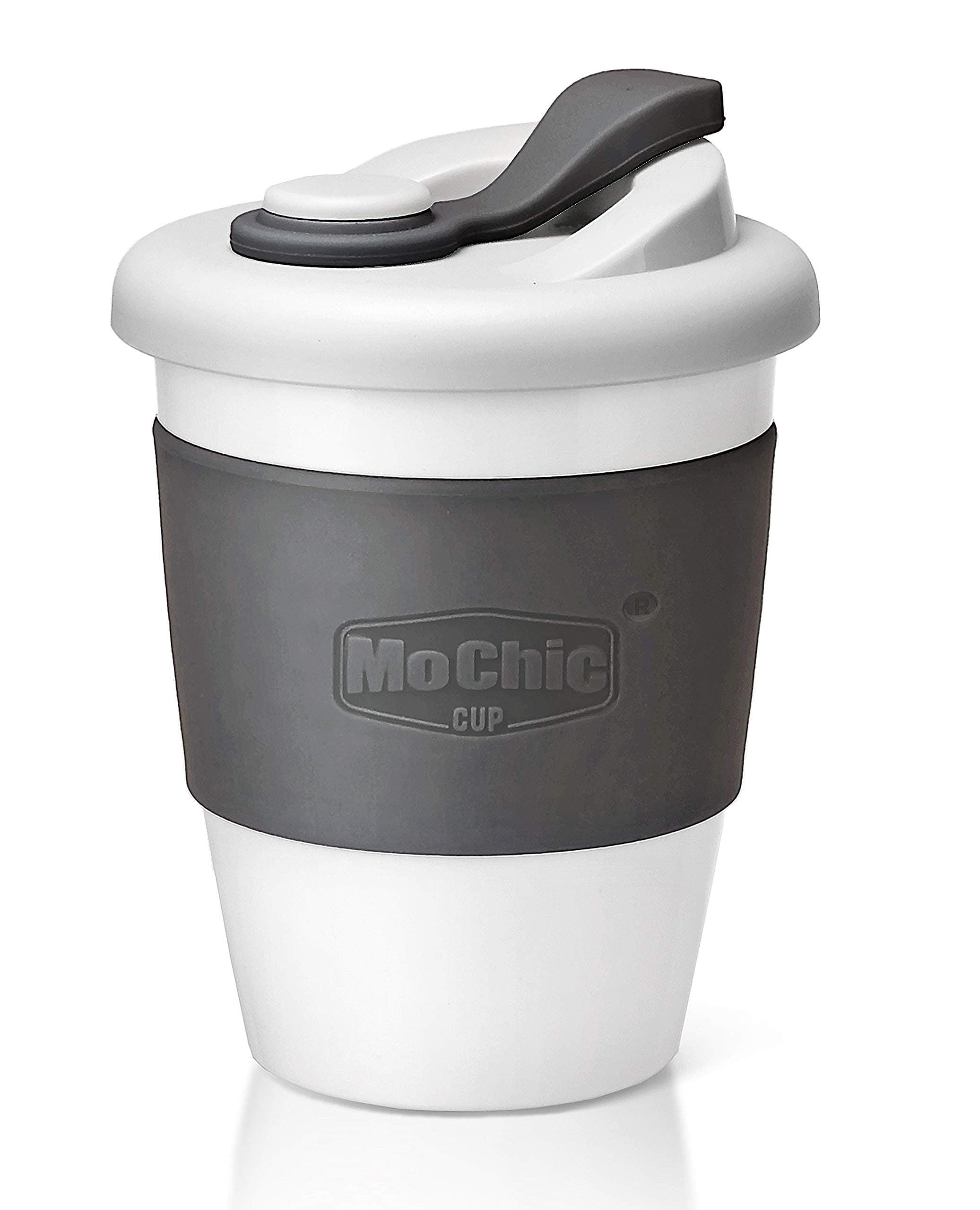 MOCHIC CUP Reusable Coffee Mug PLA Coffee Cup with Lid Natural Biodegradable Eco Friendly Travel Mug BPA Free Dishwasher and Microwave Safe (Charcoal Gray, 12 OZ)