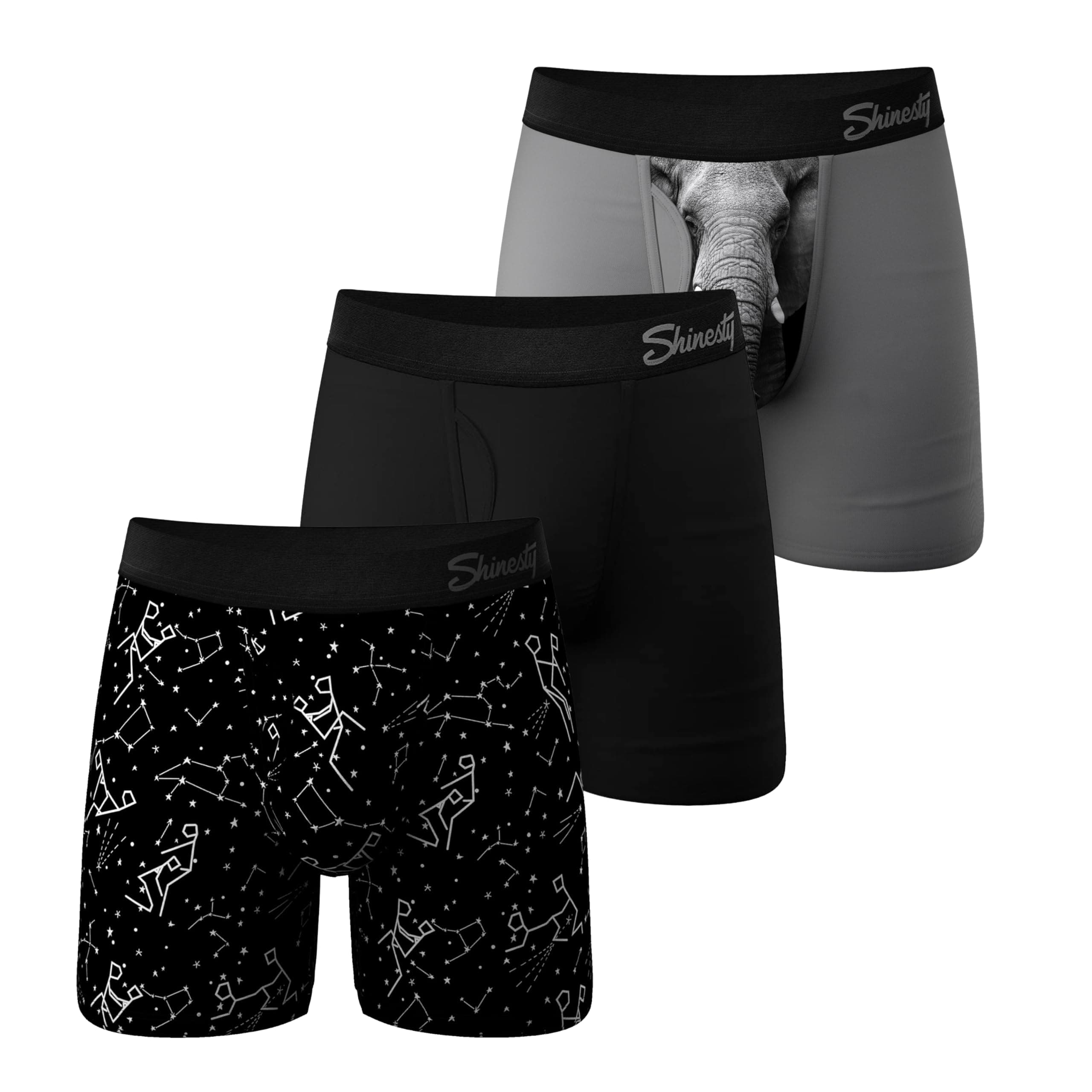 Boxer Briefs for Men Pack of 3 - Hammock Support Pouch Underwear for Men with Fly