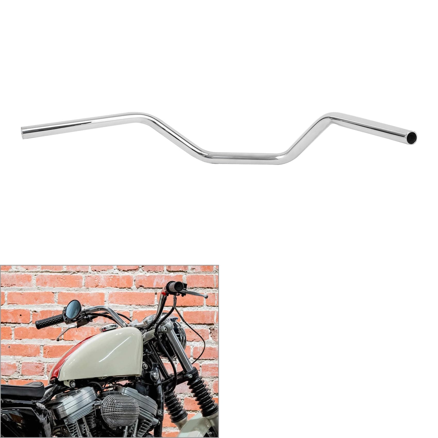 CUSTOM CHROME CCI 1" Fat Custom Handlebar Fit For Harley Davidson Sportster Dyna Softail Street XG V-ROD Honda Yamaha Suzuki Kawasaki Triumph Most Chopper Cruisers Bobber Bike Cafe Racer