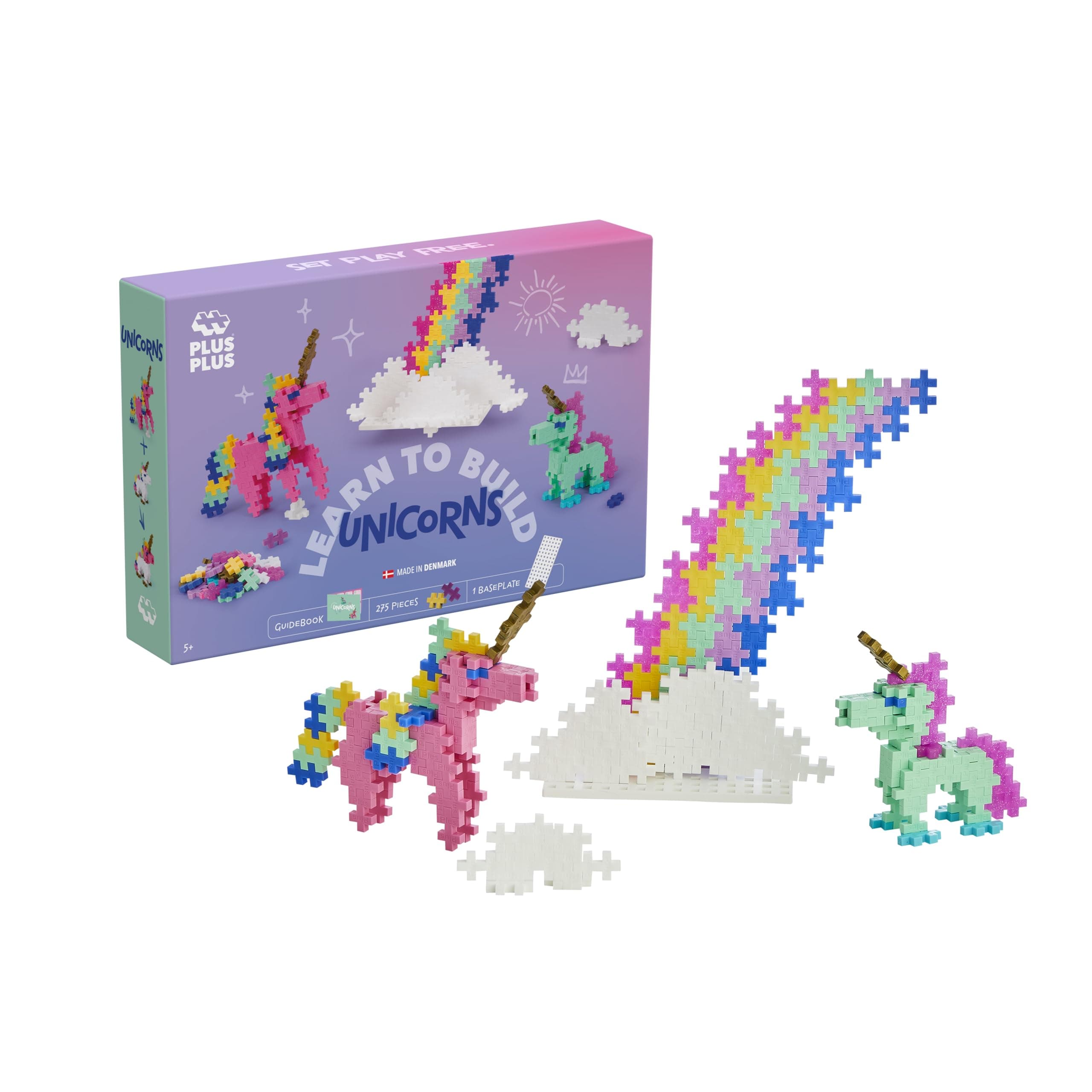 Plus-Plus 3908 Ingenious Construction Toy, Learn to Build, Unicorns, Creative Building Blocks, 275 Pieces