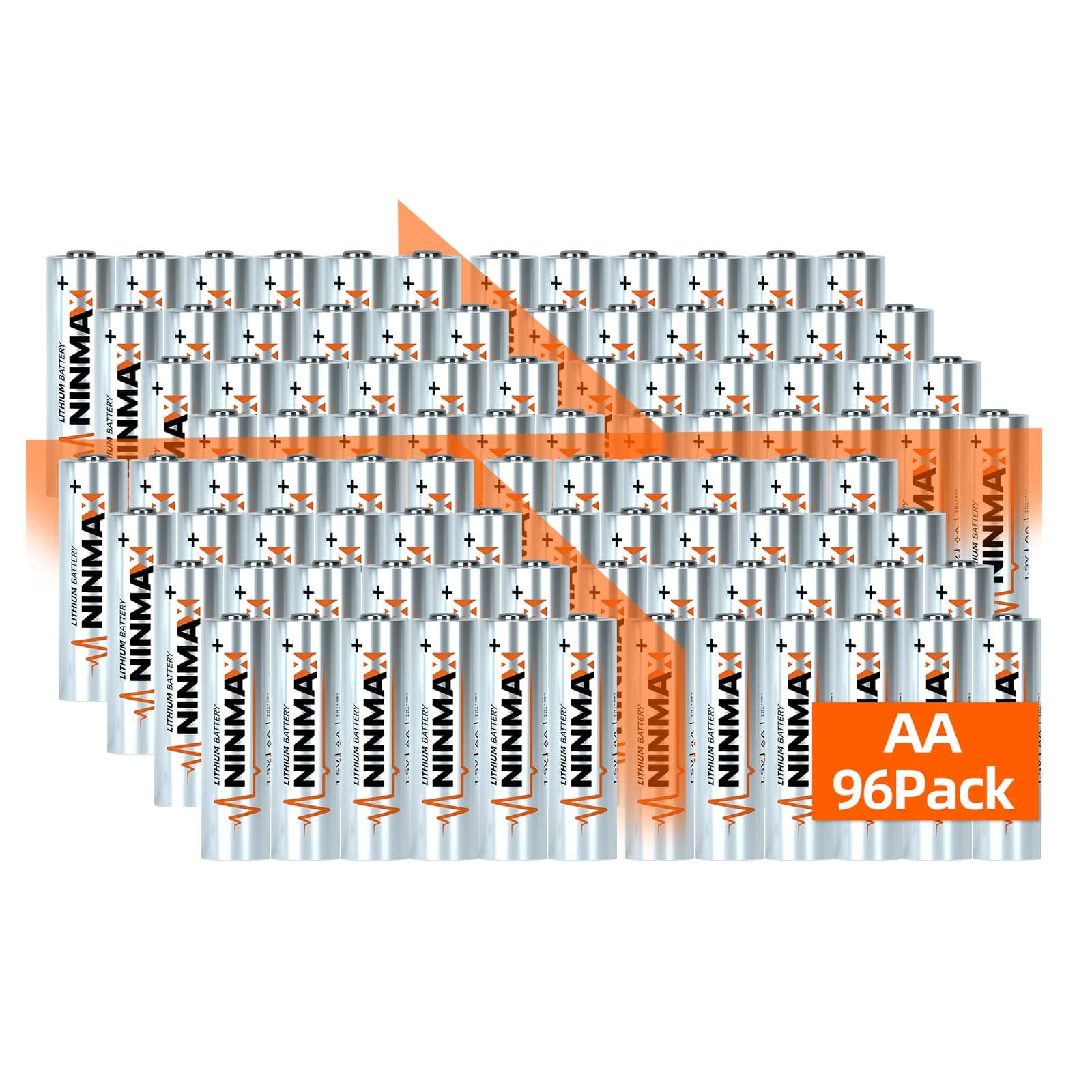 NINMAX® Lithium AA Batteries 96 Bulk Pack, 3500mAh 1.5V Longest Lasting Double A Battery【Non-Rechargeable】