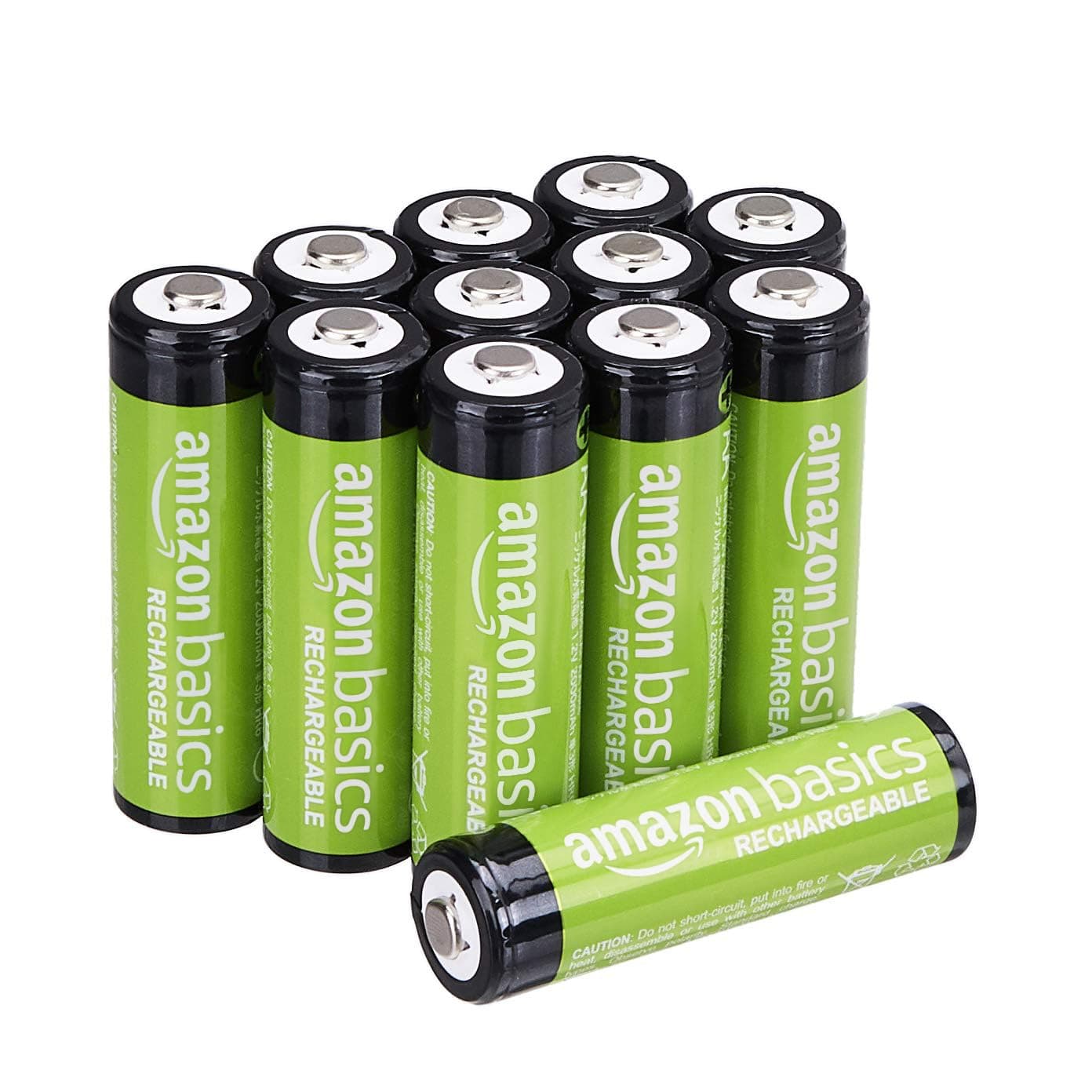 Amazon Basics 12-Pack Rechargeable AA NiMH Batteries, 2000 mAh, 1.2V, Low Self Discharge, Pre-Charged, Recharge up to 1000x Times