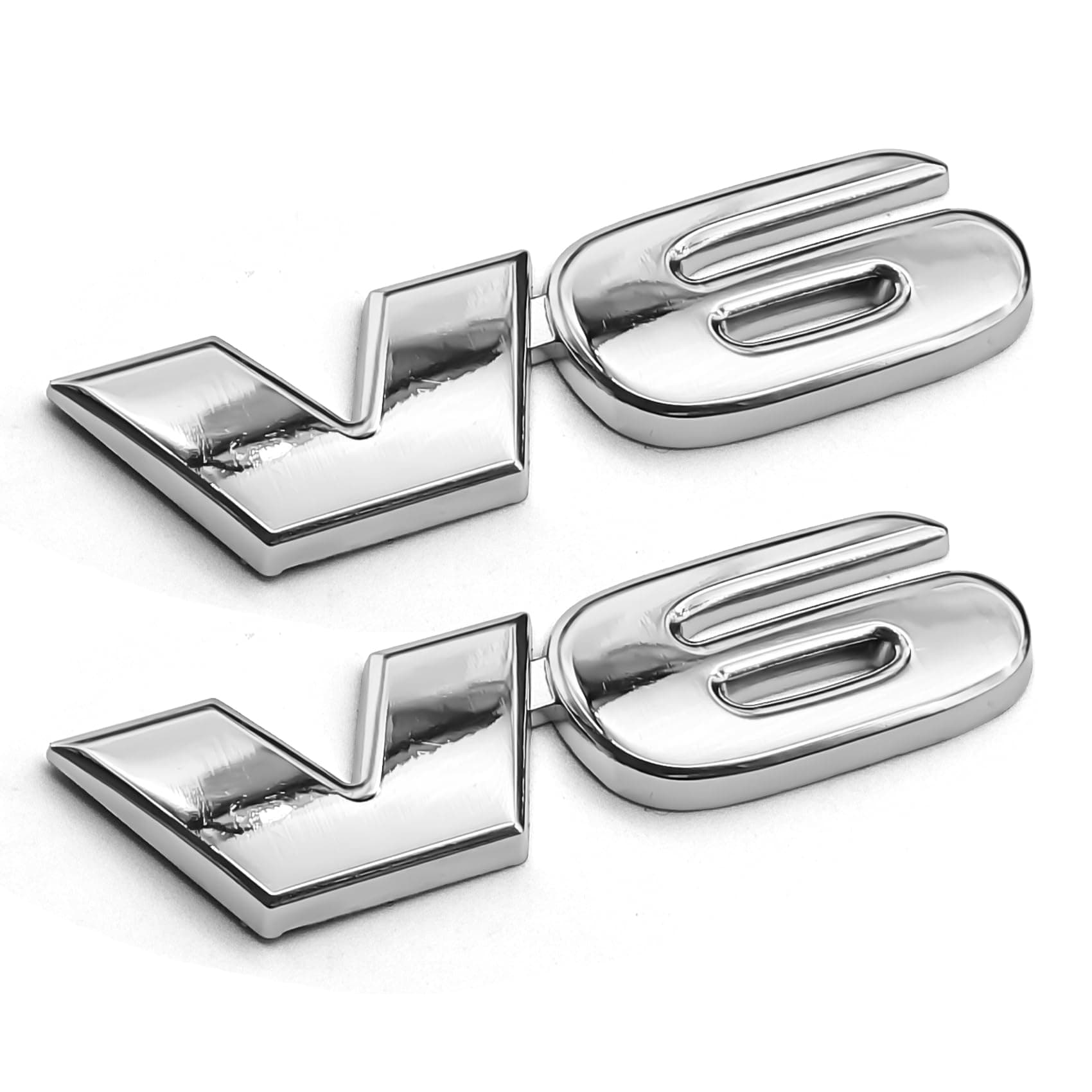 3D V6 Metal Emblem, Tailgate Emblems, Car Side Fender Rear Tailgate Decal, Universal Car Decor Accessories Fender Trunk Decorative Badge Stickers for Vehicle Exterior (V6 Silver, 2PCS)