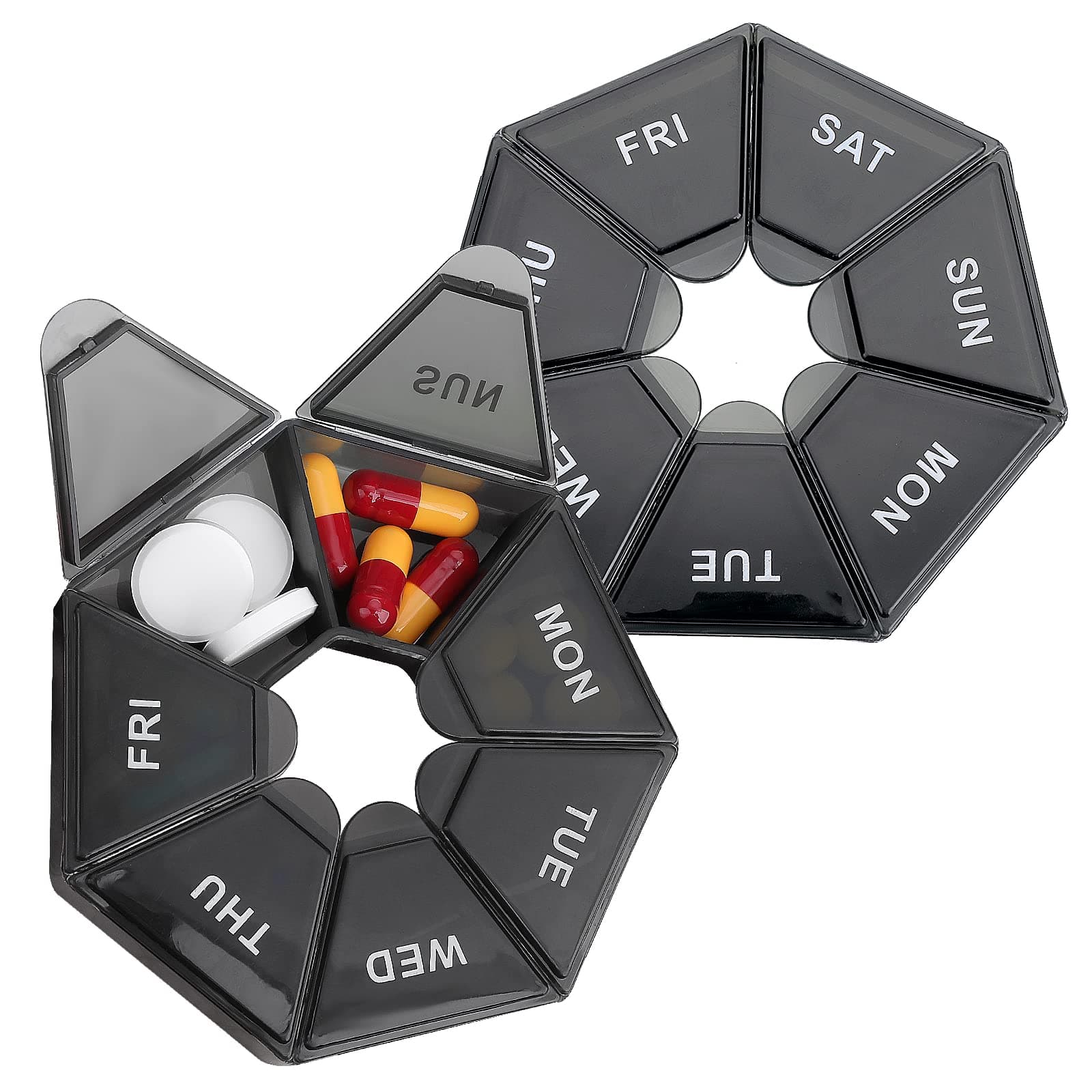 Sibba 2 PCS Pill Organizer Medicine Box Case 2 Weeks Weekly Container 7 Day Dispenser Daily Travel Portable Size Small Cute Holder Medication Organizers Vitamin Pillbox Reminder