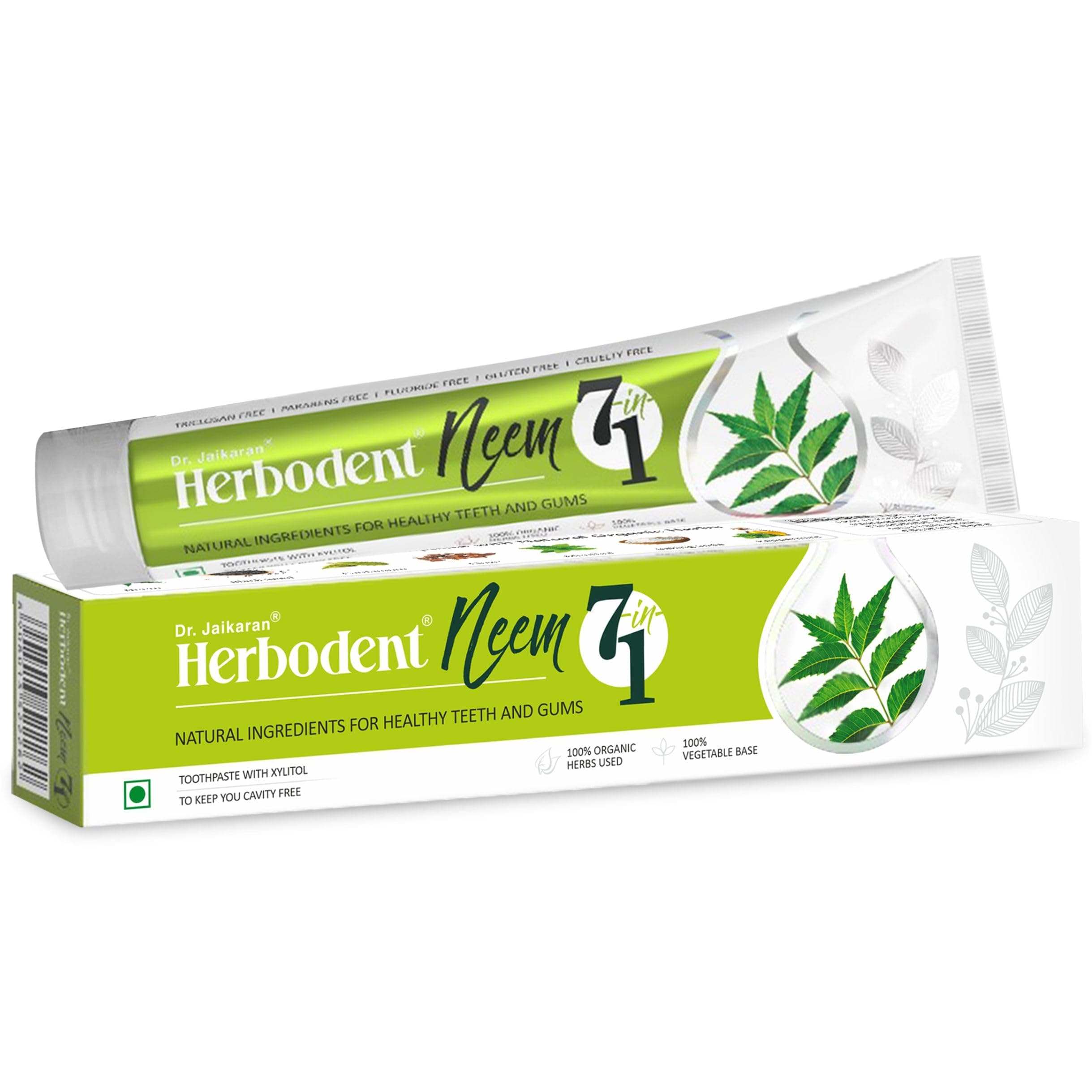 Herbodent® NEEM 7 in 1 Toothpaste-6.53Oz Pack of 1 | Organic Herbs-Neem, Black Seed & Xylitol for Anti Cavity, Cardamom & Mint for Freshness, Baking Soda for Great Cleaning-No Fluoride & No Paraben