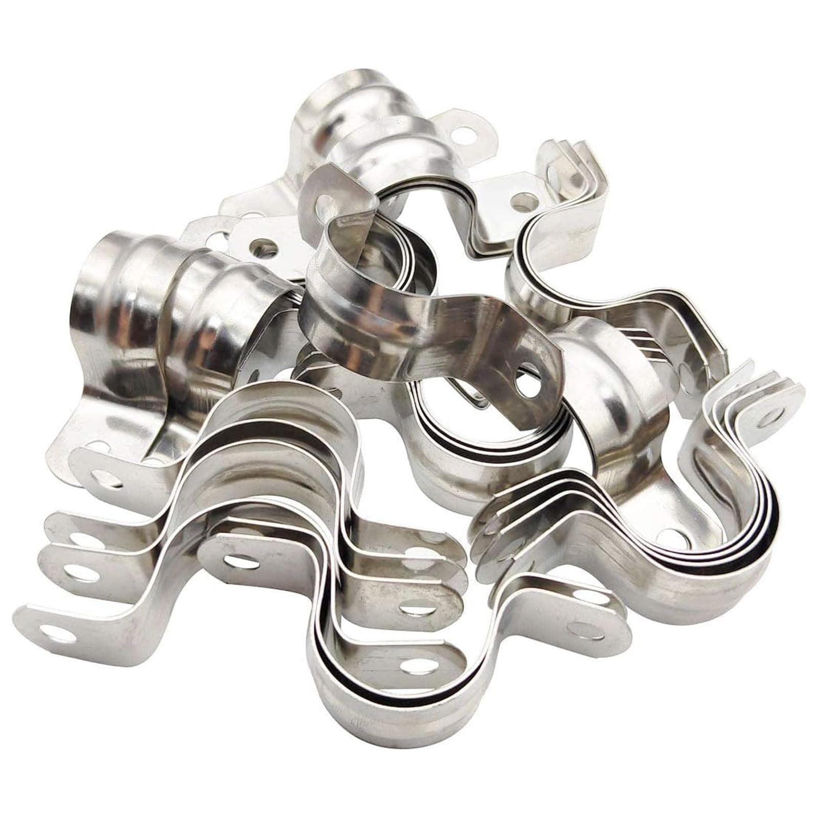 30Pcs Conduit Clamps 1 Inch Two Hole Strap U Bracket, 304 Stainless Steel Rigid Pipe Strap Clamp U Clamp Conduit Straps Tension Clips U-tube Clamps M25