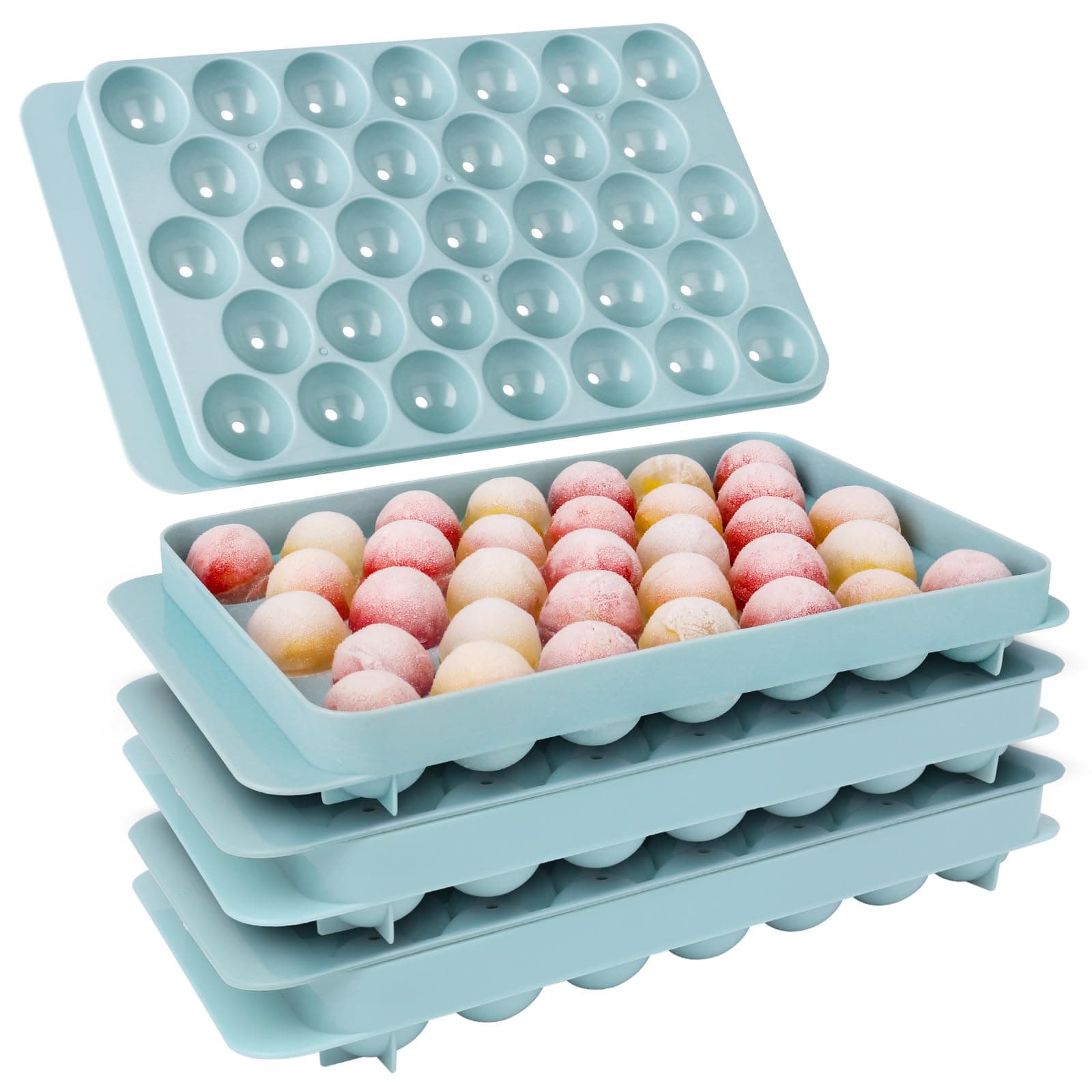 Ice Cube Trays with Lids for Freezer, 33 Sphere Ice Cube Tray with Easy Release for Iced Coffee or Ice Drinks, Ice Tray with Lids Ice Cube Mold for Reusable Ice Cubes for Ice Bucket 3 Pack