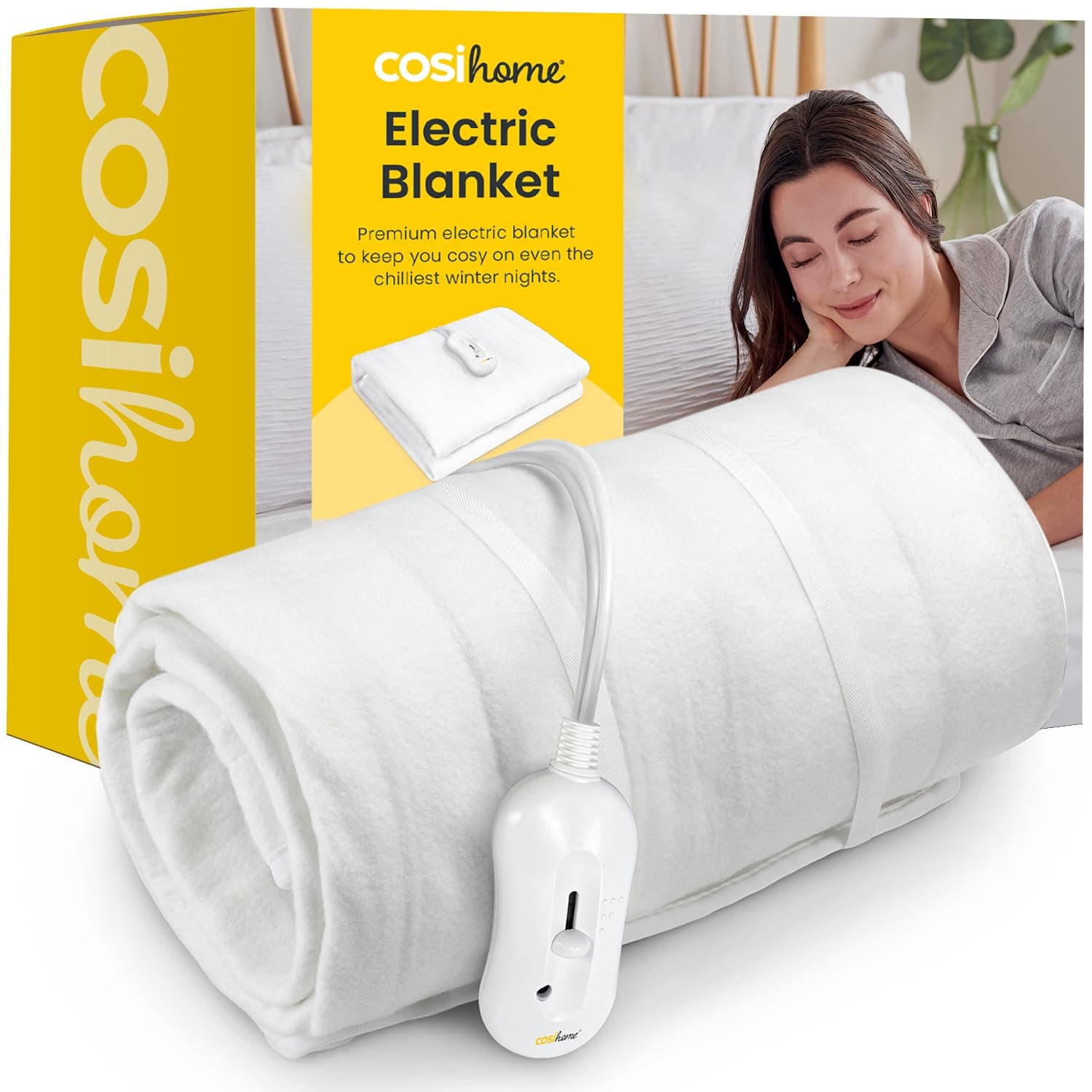 Cosi Home Double Electric Blanket - Premium Microfleece Soft Touch, Heated Fitted Mattress Underblanket, Cover, Bed Warmer Pad - 3 Heat Settings & Machine Washable - 120 x 135cm