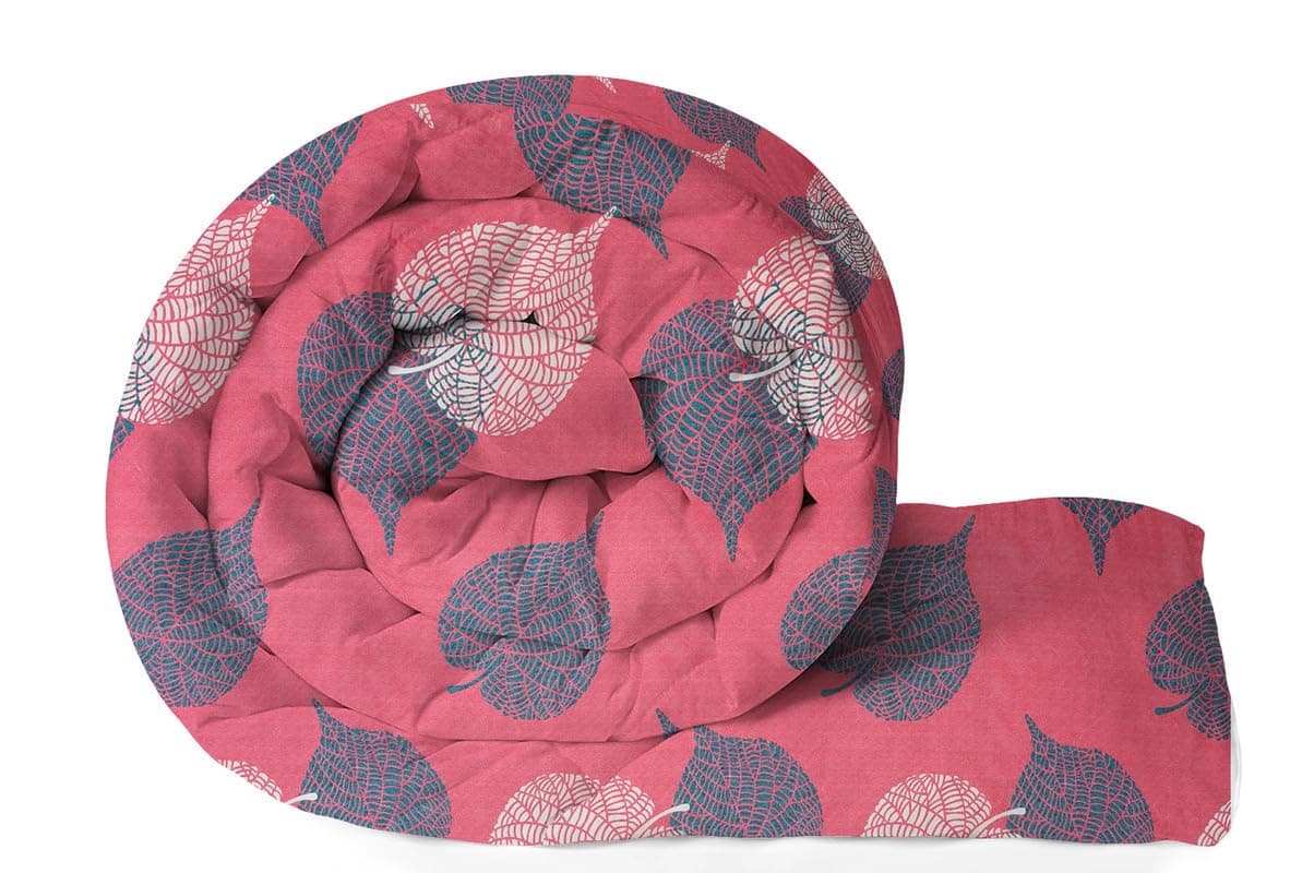 VAS COLLECTIONS 220 GSM Reversible Microfiber AC Comforter/Duvets for Mild Winter | All Season Single Size 3 Layered Quilted Blanket for Single Bed (230 cm x 150 cm, Floral, Pink and Grey)