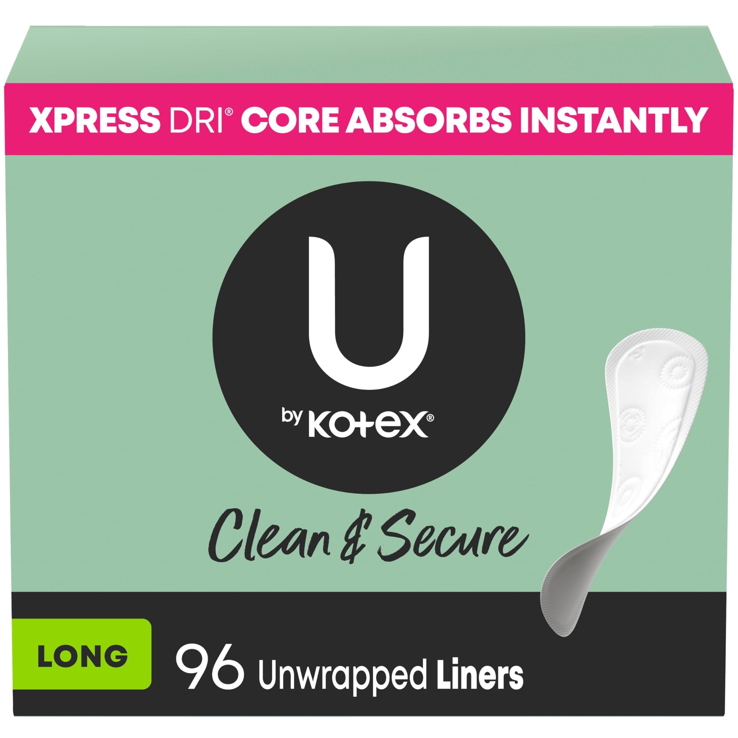 Panty Liners, Clean & Secure, Light Absorbency, Long Length, 96 Count (Packaging May Vary)