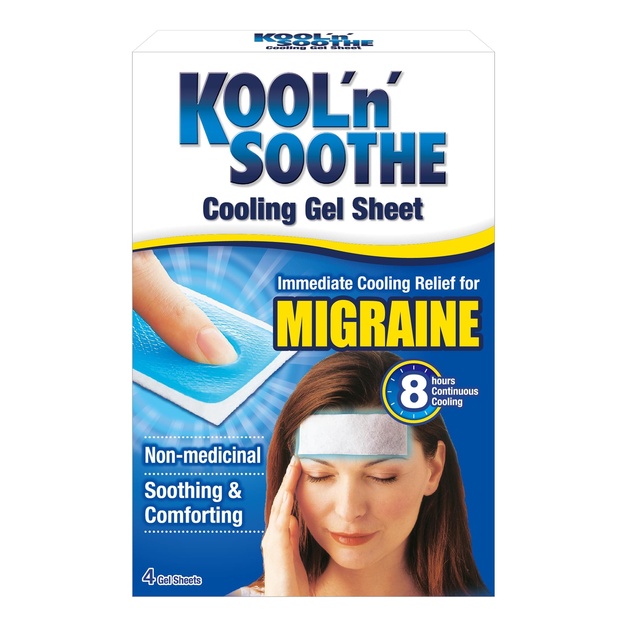 MIGRAINE Cooling Gel Sheets/ 4 Pack/Immediate Cooling Relief for Migraine & Severe Headache