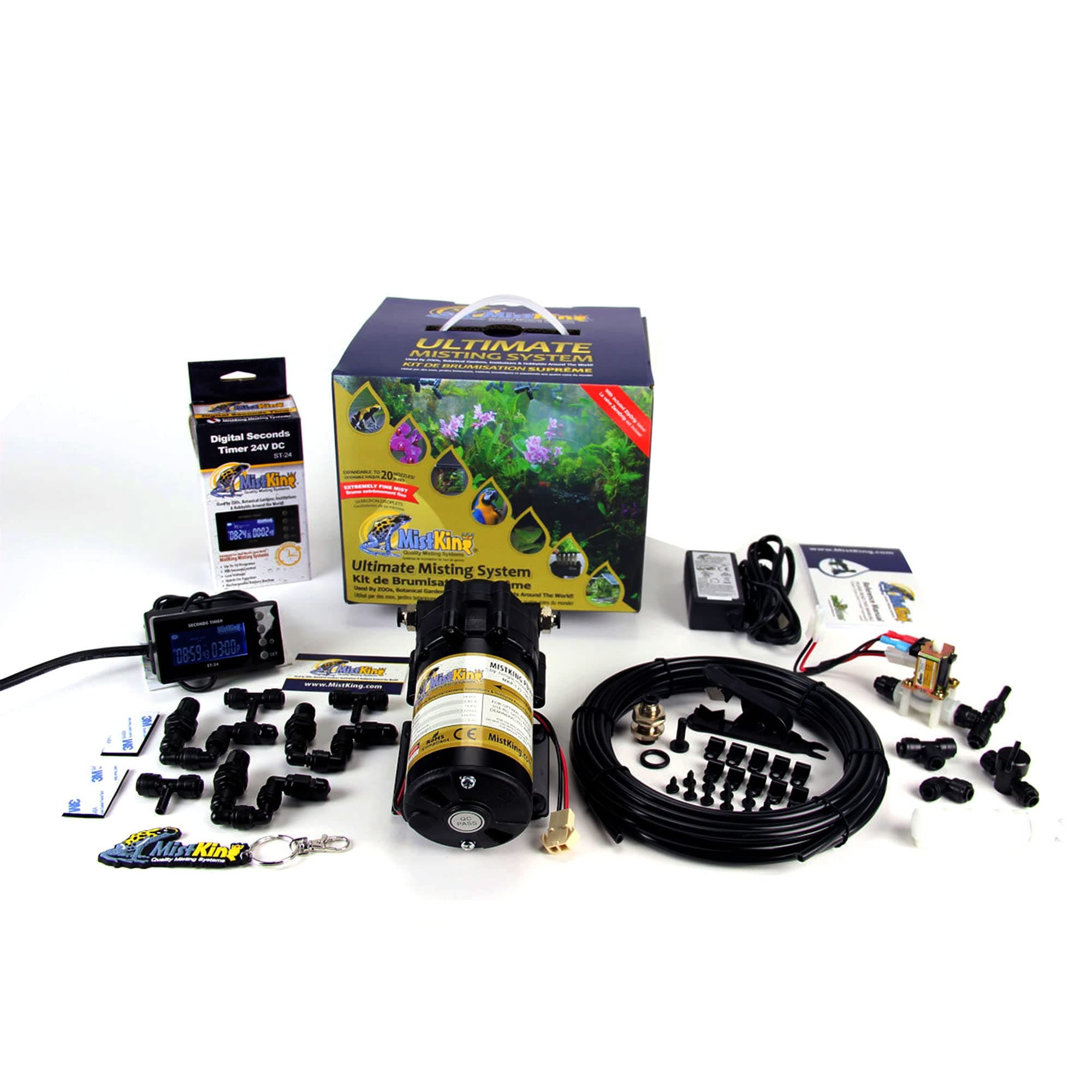 MistKing – Ultimate Misting System, 5th Gen | Used by Zoos, Institutions & Hobbyists | Expandable to 20 Nozzles | Extremely Fine Mist | 50 Micron Droplets | Upgraded Timer & Components |
