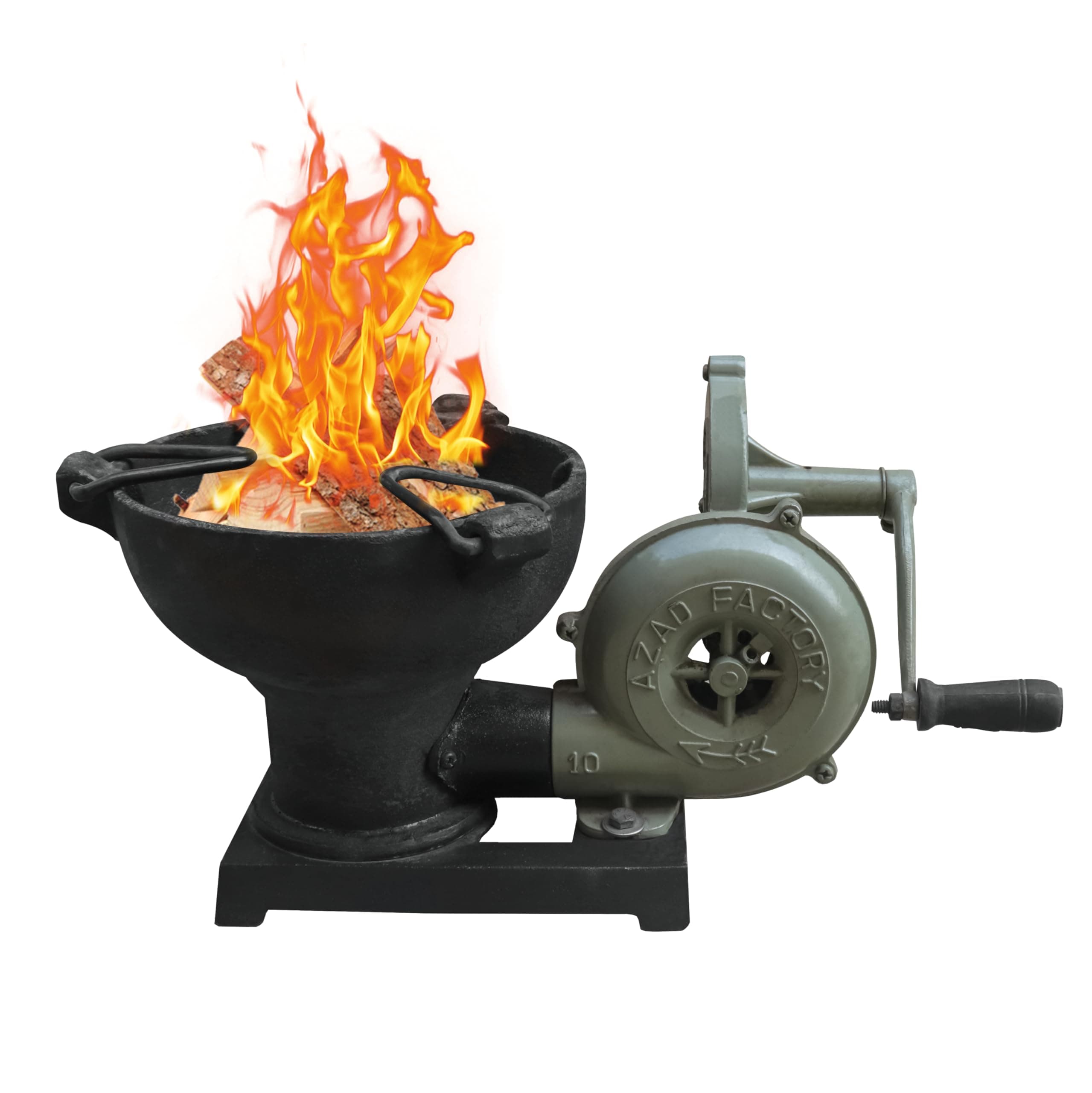 Blacksmith's Forge with Hand Blower for Knife Making Blacksmithing Forging Tools Equipment - Vintage Style Coal Forge Furnace with Pedal Type Handle