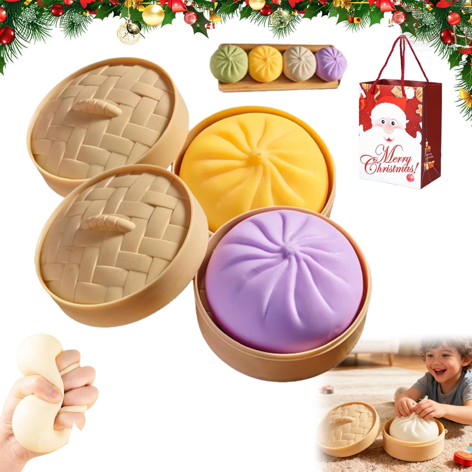 Dumpling Squishy Mystery, Soft Dumpling-Shaped Figure For Squeezing, Stress Relief For Adults And Children (2pc-A)