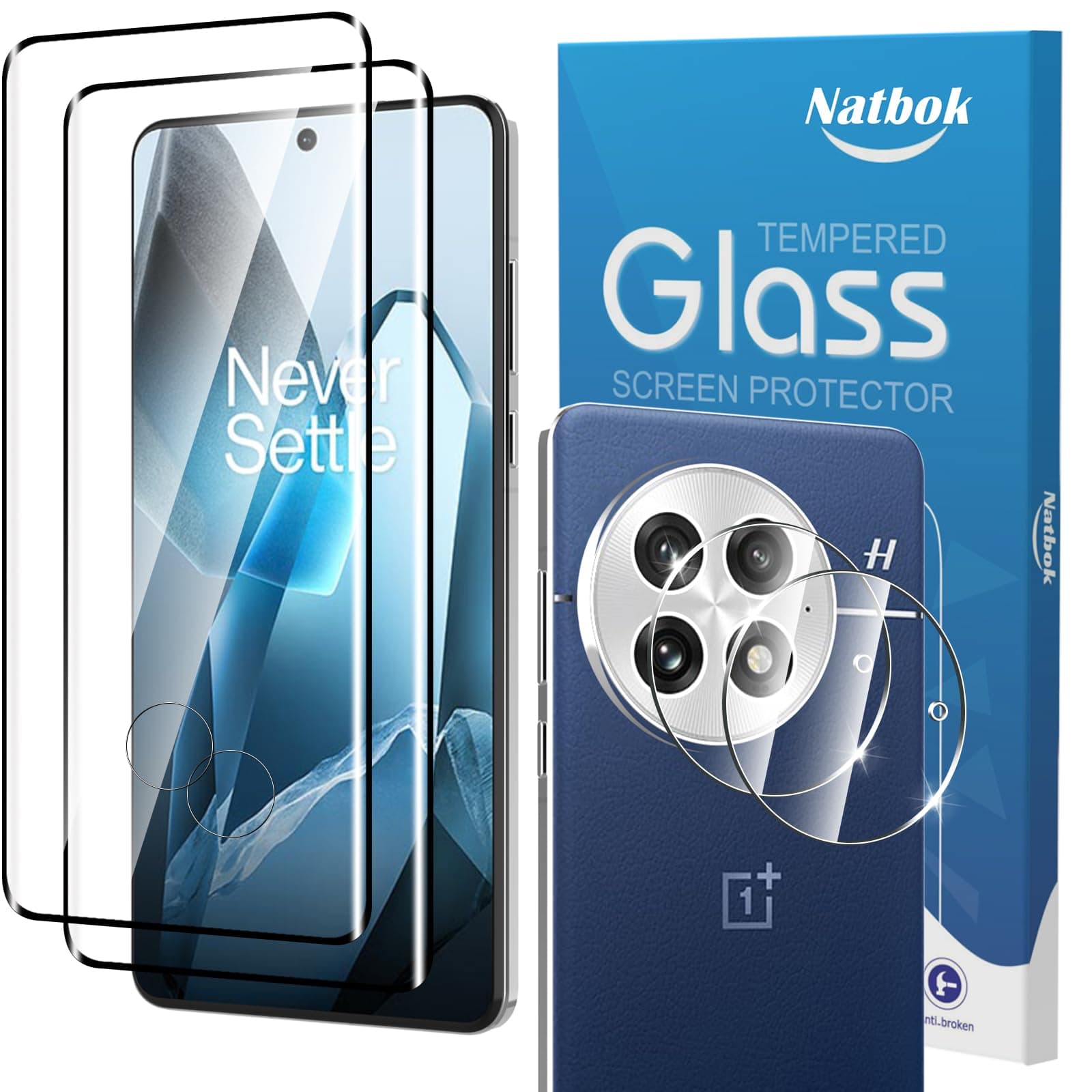 2+2 Pack 3D Screen Protector for OnePlus 13 with Camera Lens Protector,3D Full Coverage 9H Tempered Glass Film,HD Clear Scratch Resistant,Bubble-Free for One Plus13 Screen Protector