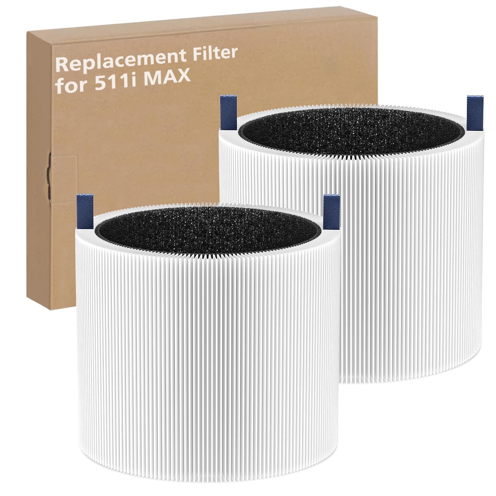 2-pack 511i MAX Replacement Filter Compatible with BLUEAIR HEPASilent Air Cleaner, Blue Pure F5MAX, Model Blue Pure 511i Max (NOT for 511)