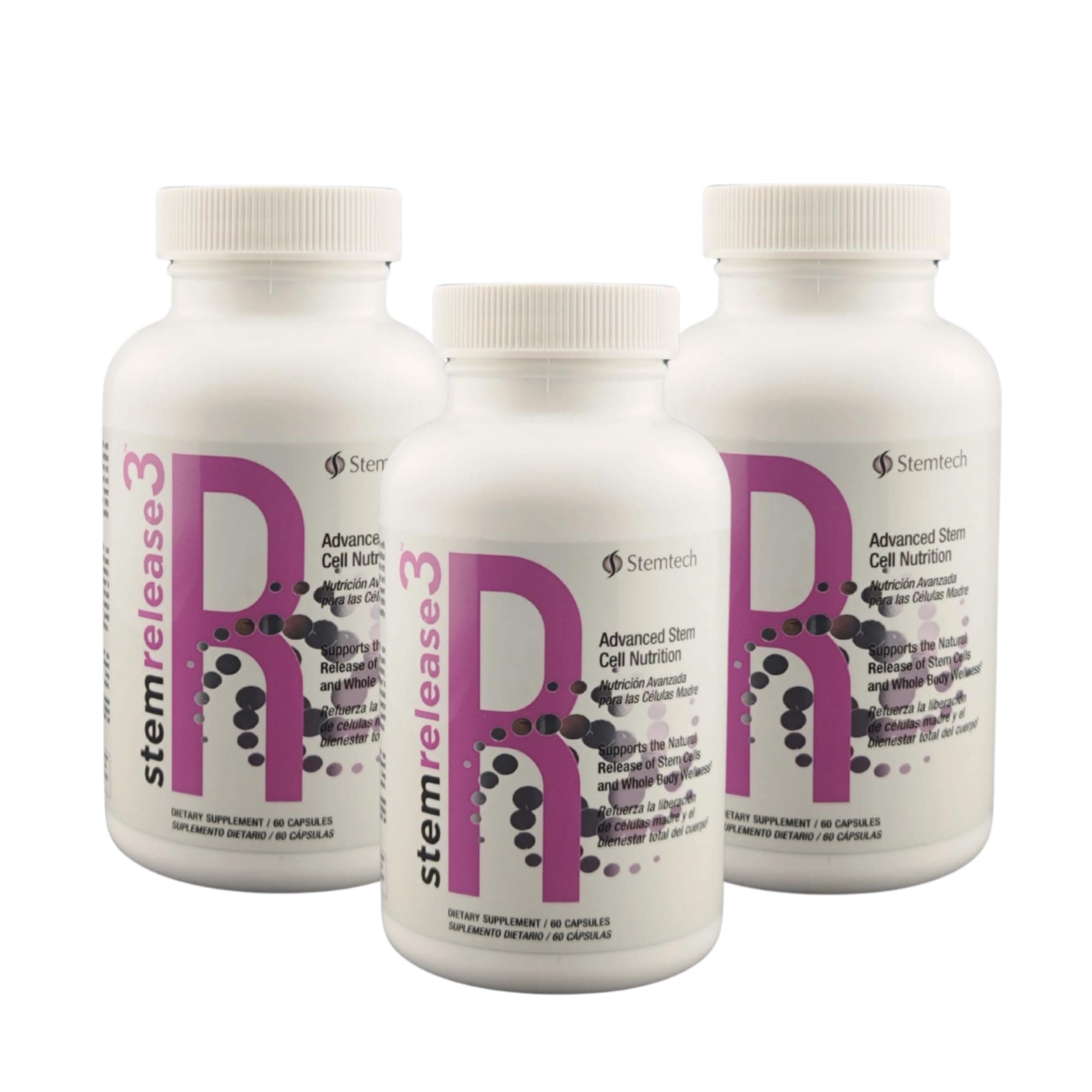 Stemrelease3™ Cutting-Edge Stem Cell Nutrition for Natural Renewal and Youthful Vitality, Exclusive Blend for Enhanced Telomere Health 60 Capsules (3 Pack)