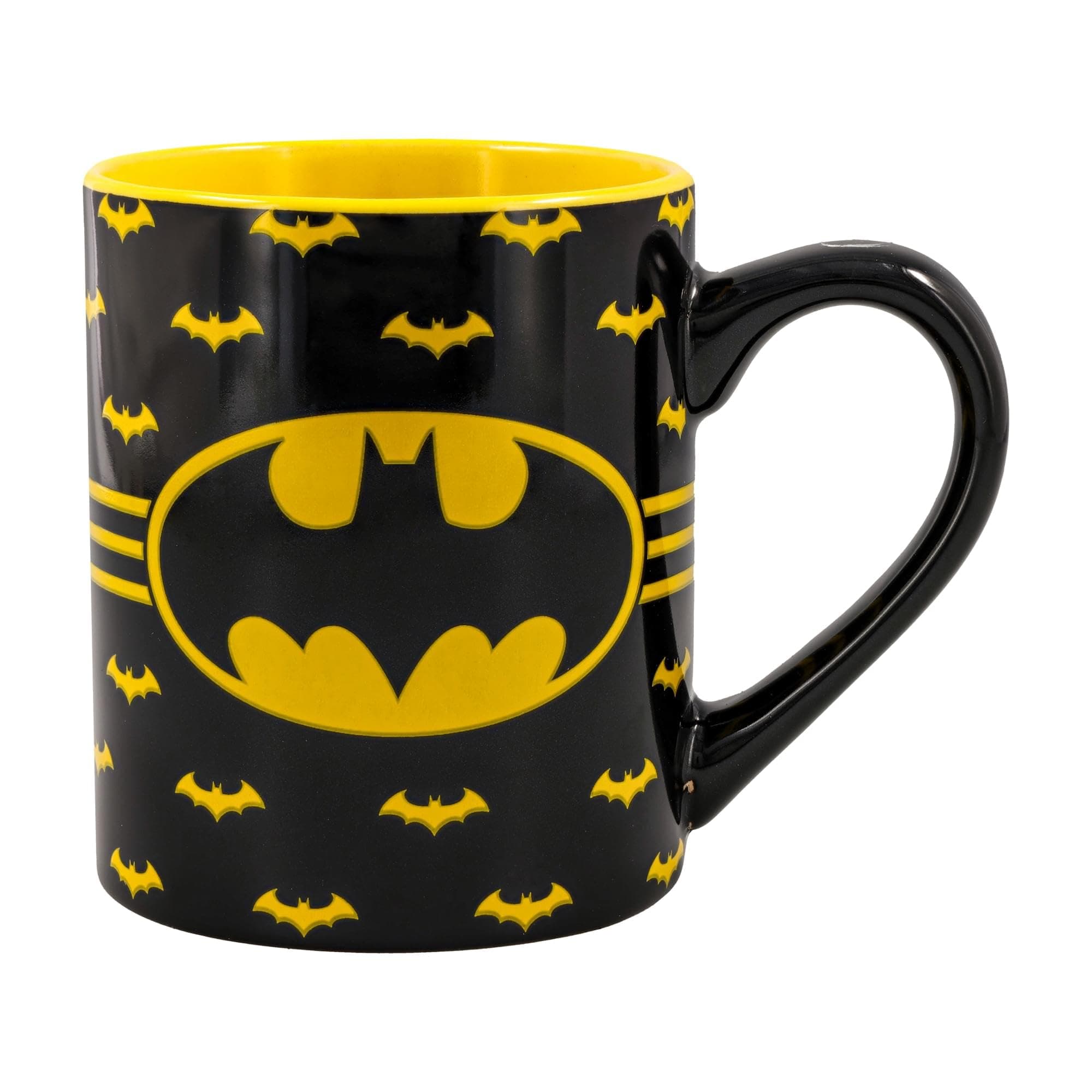 Silver Buffalo DC Comics Batman Logo with Bat Pattern Ceramic Coffee Mug, 14 Ounces