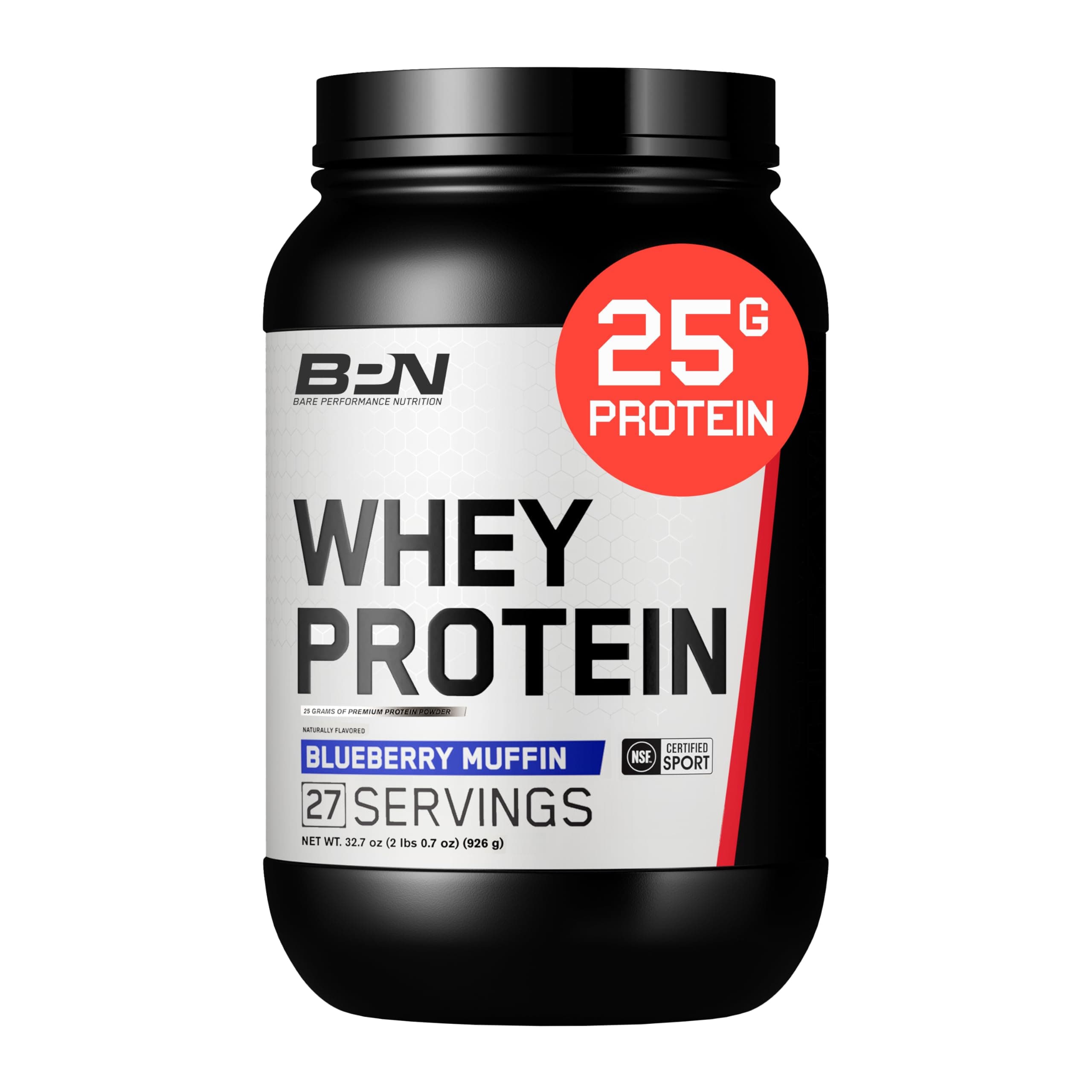 BPN Whey Protein + Casein Protein Powder Blend, Blueberry Muffin, 25g Protein per Serving Supports Lean Muscle Recovery, 27 Servings, Third Party Tested