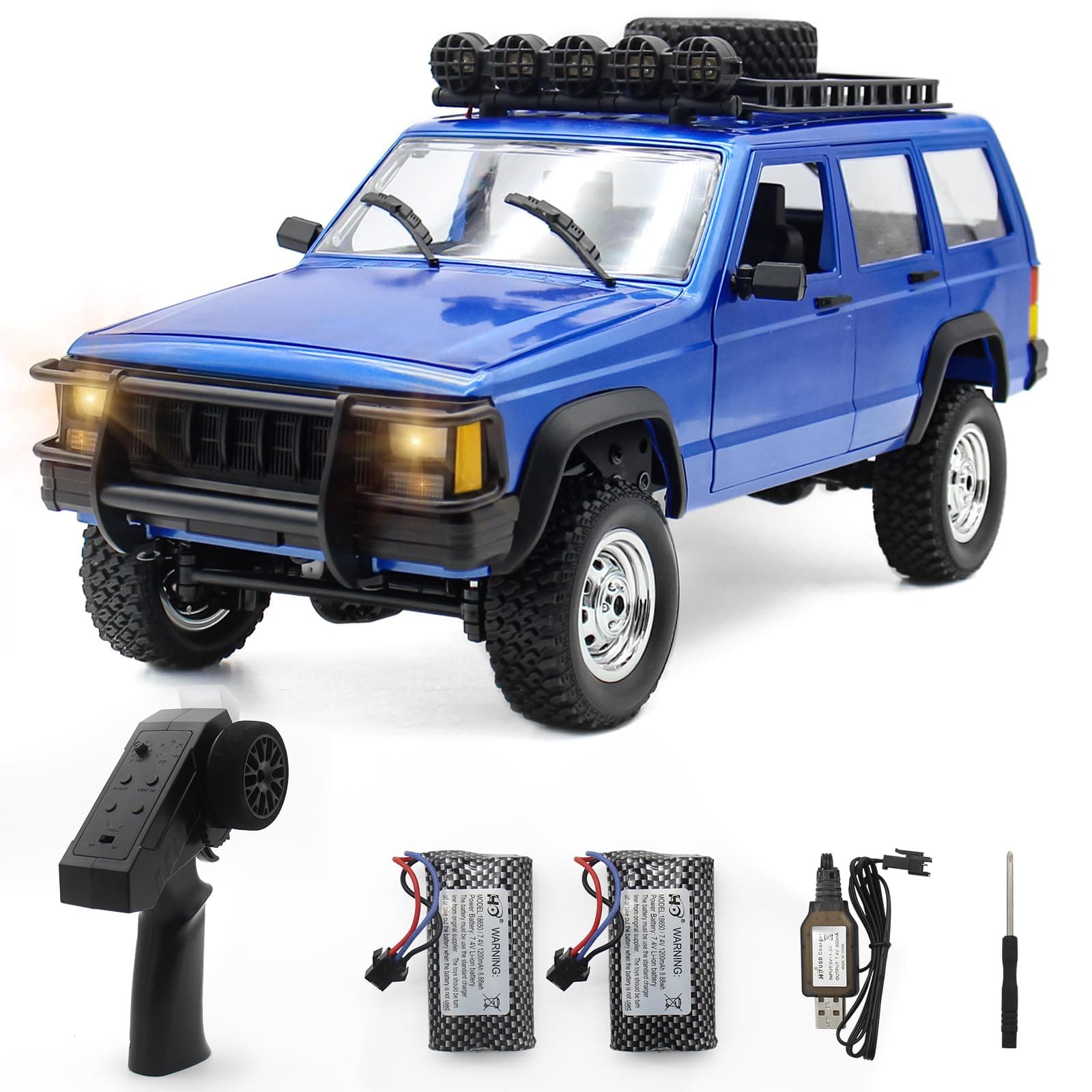 1:12 Scale Remote Control Car, RC Rock Crawler, 2.4Ghz 4WD Off-Road Remote Control Truck with LED Light, All Terrains Climbing Vehicle, Waterproof Outdoor RC Car Kids Age 8-12 Adults Gifts