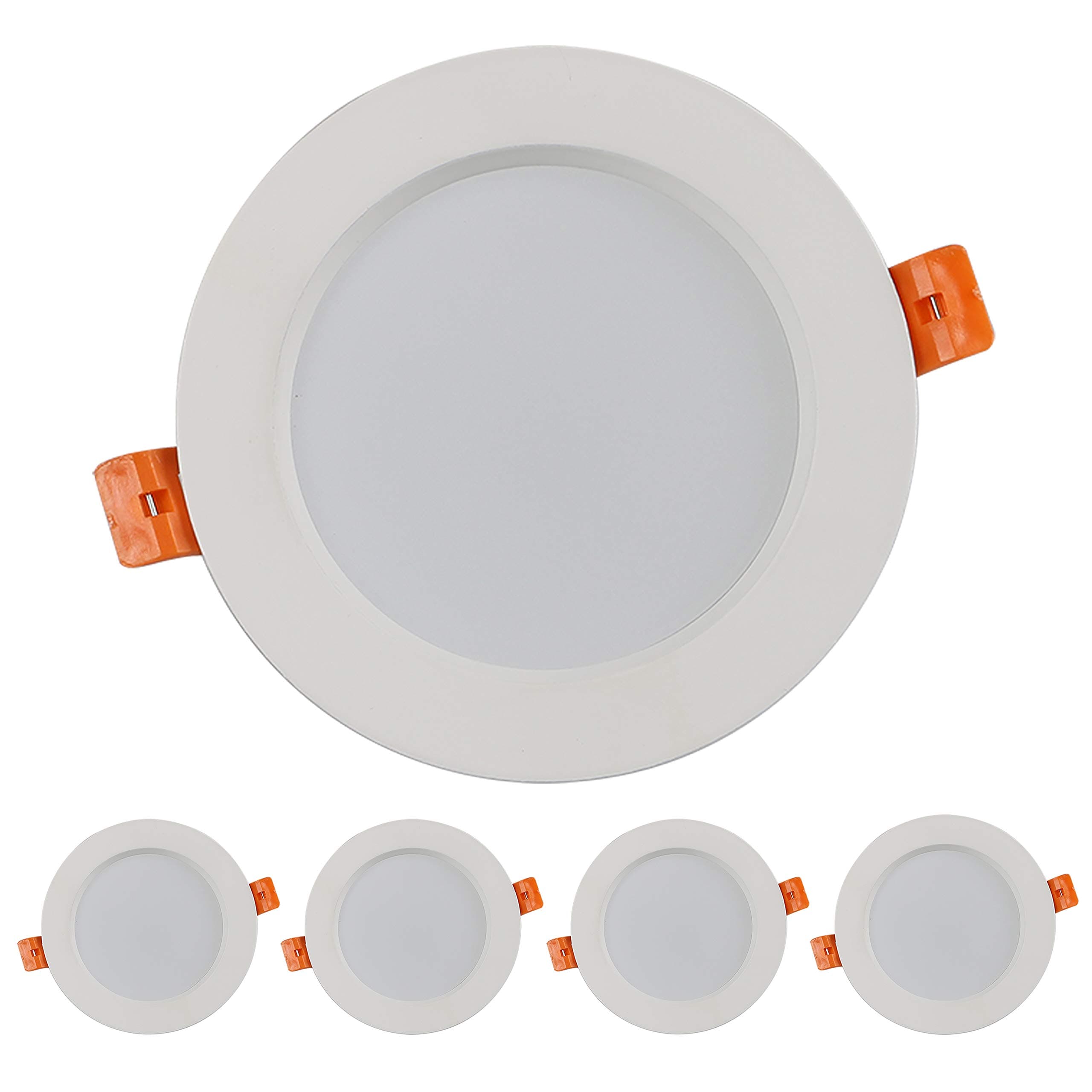 Led Downlights for Ceiling Dimmable,7W Warm White 3000K 550LM 220V IP44 Aluminum Round Panel Spotlights for Bathroom Hallway Stage Office (Pack of 5)