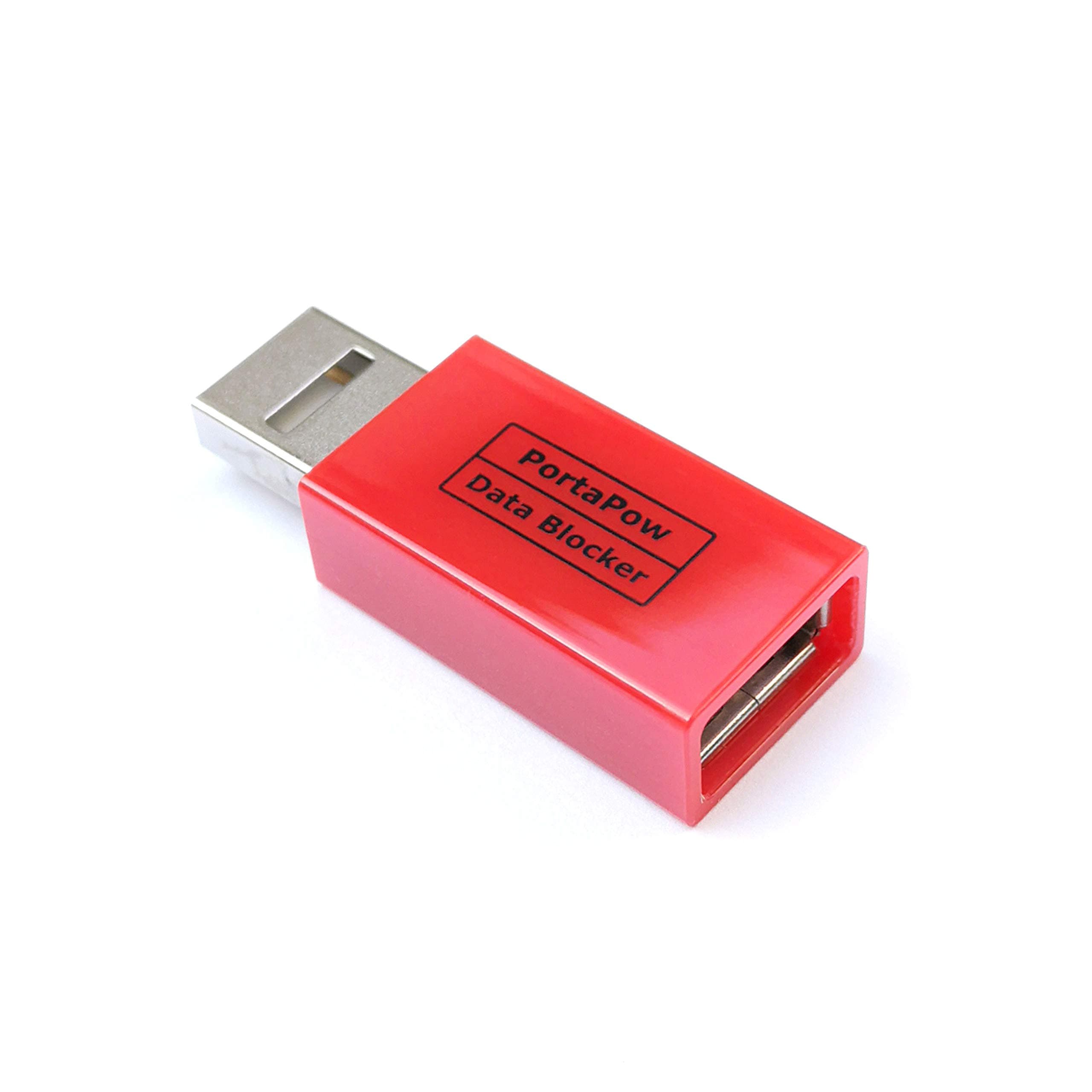 PortaPow USB Data Blocker - Protect Against Juice Jacking (Red, 1)