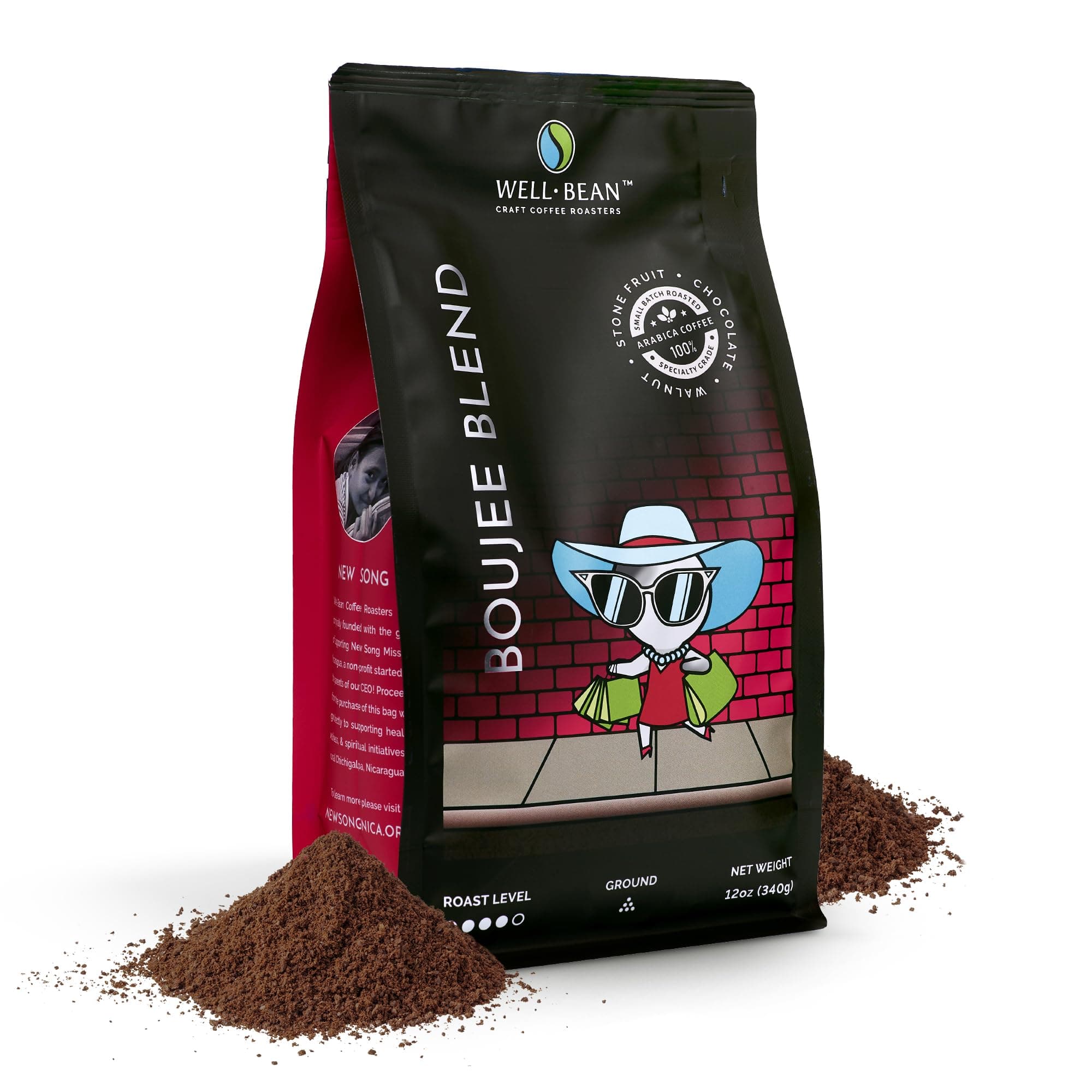 Well-Bean Boujee Blend Ground Coffee, Dark Roasted, 12 oz