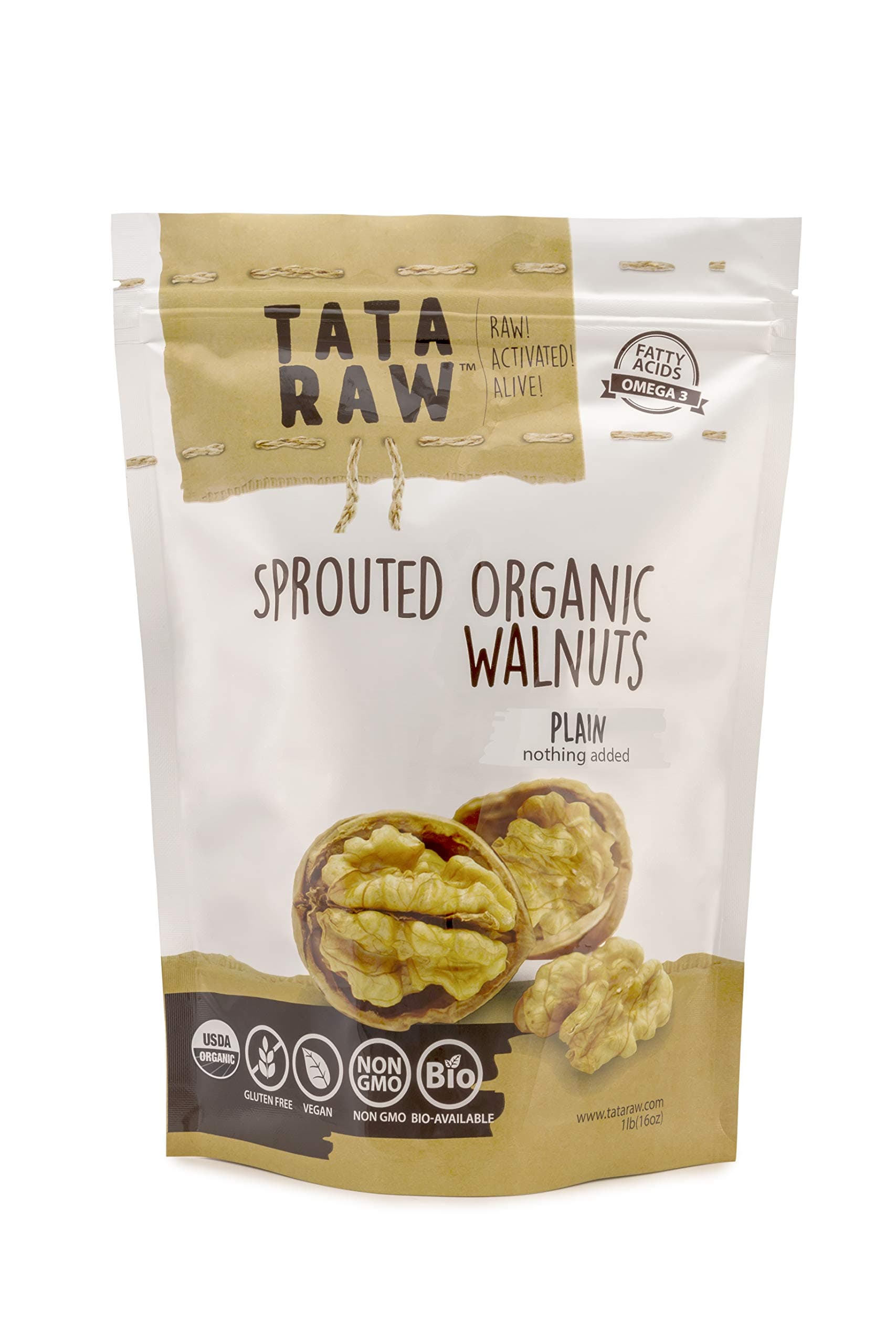 TATA RAW - Sprouted Organic Walnuts - PLAIN. Nothing Added - 3 lb