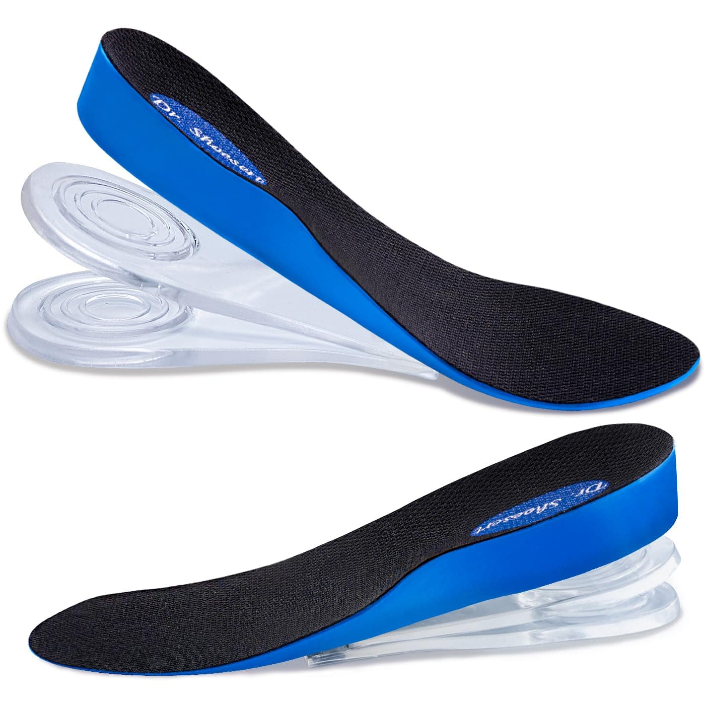 3-Layer Adjustable Height Increase Insoles, 3/4 Length Shock Absorption Cushion Heel Lift Inserts