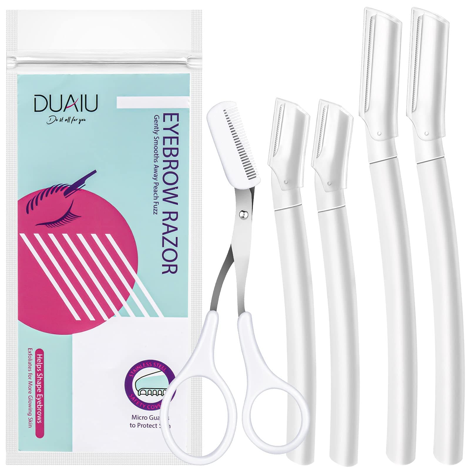 4pcs Eyebrow Razor with a eyebrow scissors