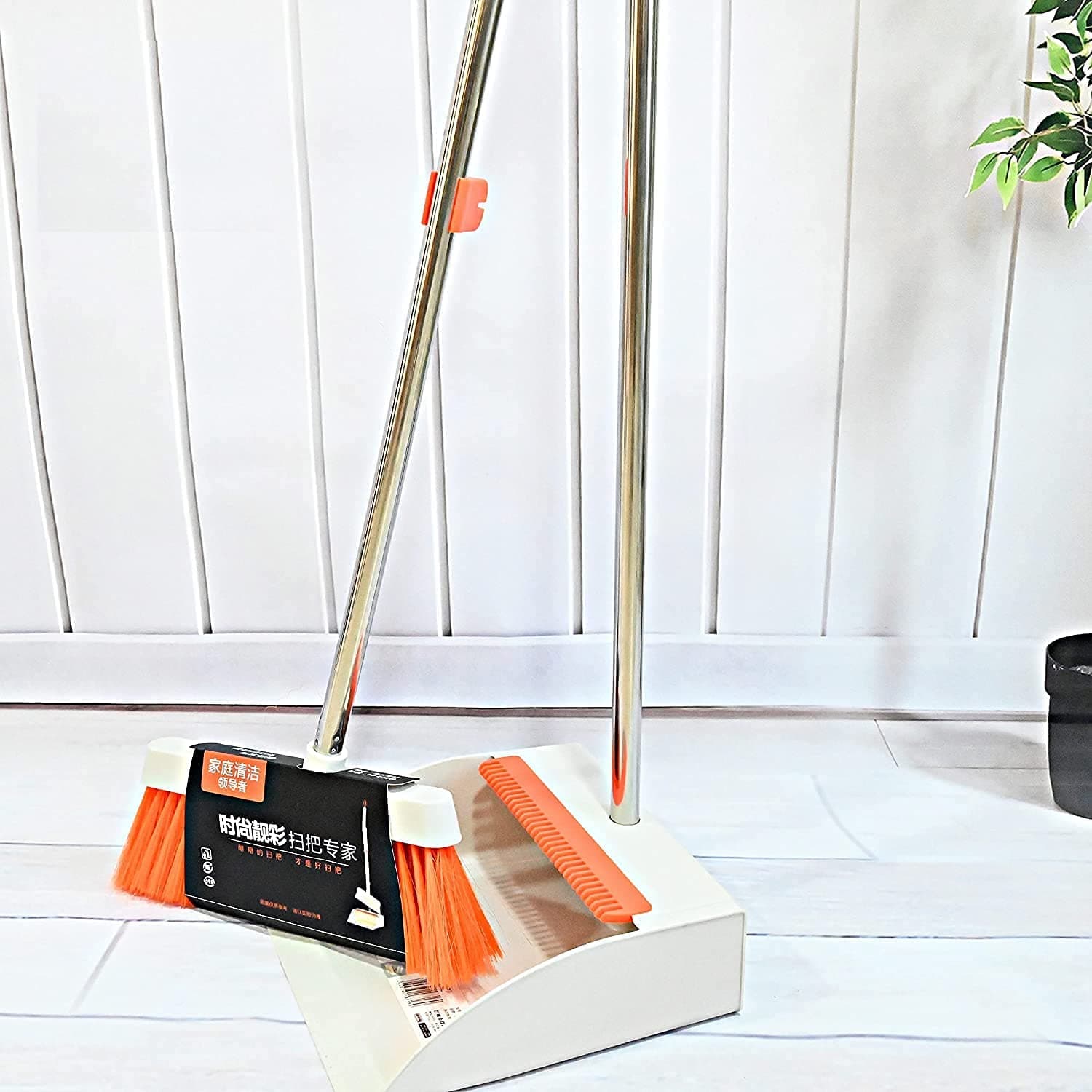 Broom and Dustpan Set,Orient P&E 3 in 1 180°Rotating Broom Magnetic Automatic Buckle Dustpan Broom Combo with Scraper for Home Kitchen Room Office Lobby Floor Pets Use