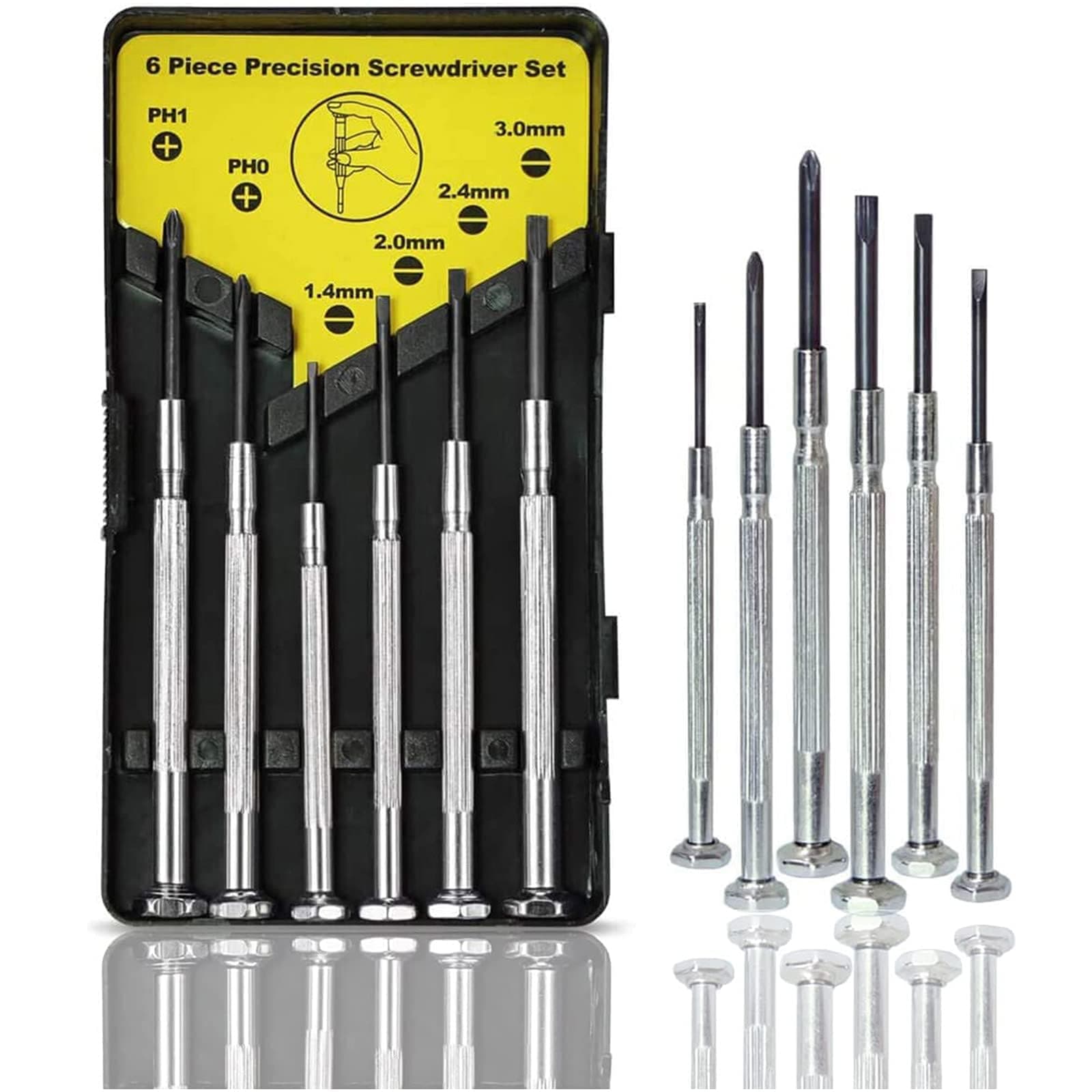 NSZETZ 6PCS Mini Screwdriver Set, Small Screwdriver Set with 6 Different Size Flathead and Phillips Screwdrivers, Precision Screwdriver Set for Jewelry, Watch, iPhone, Eyeglass Repair
