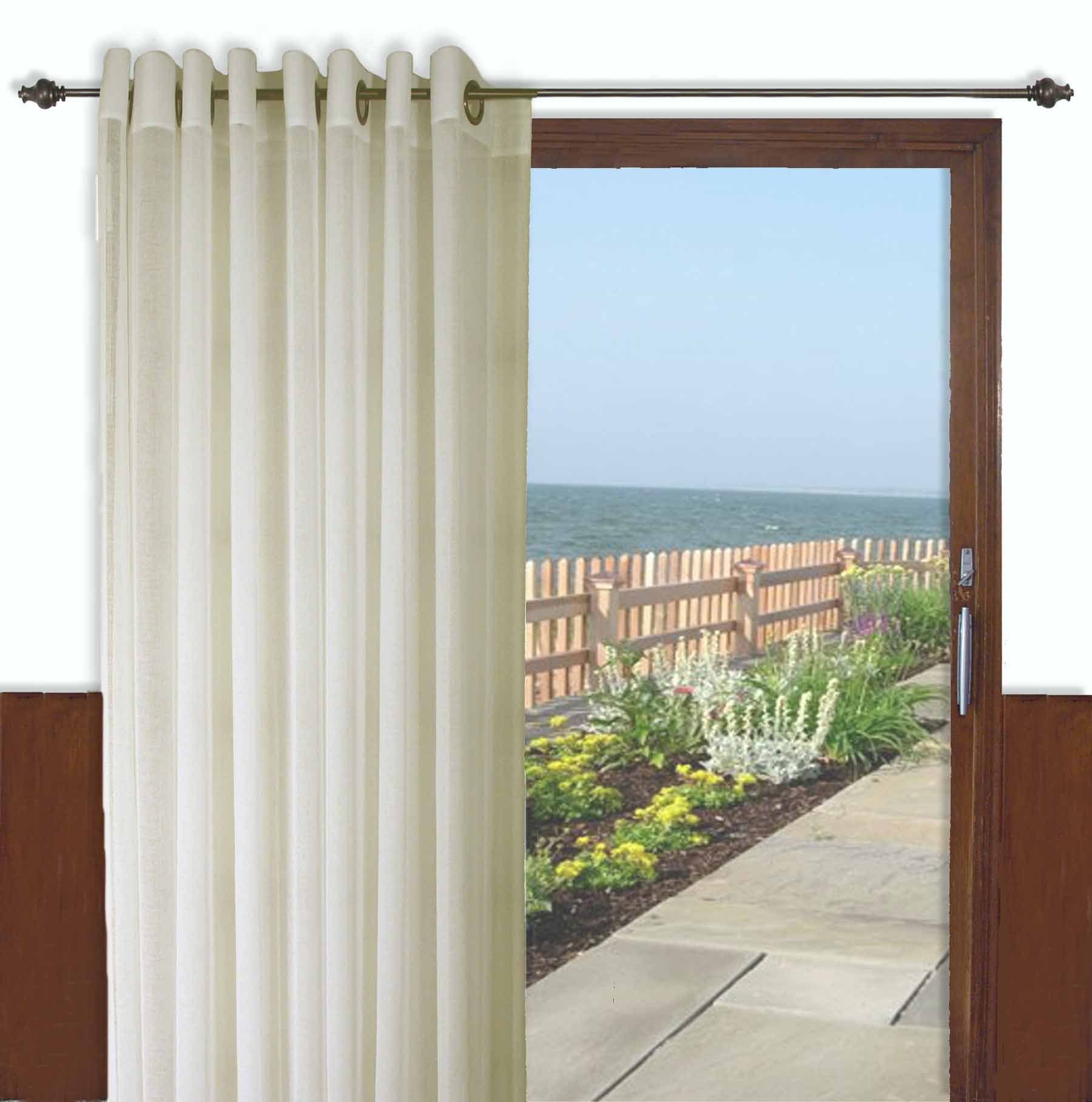 Ricardo TradingBal Harbor Textured Semi-Sheer Grommet Patio Panel with Pull Wand, 106 by 84-Inch, Ivory