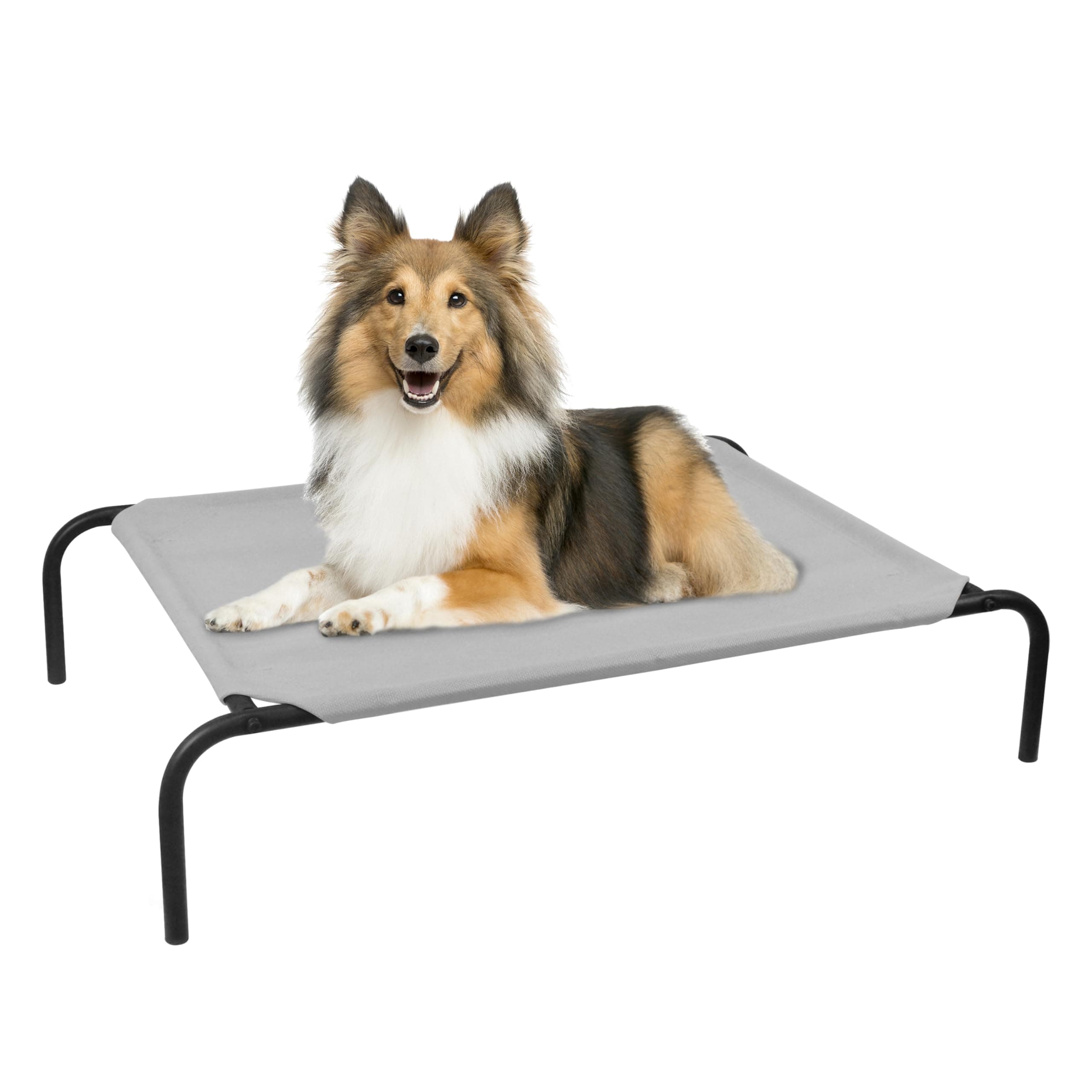 PHYEX Heavy Duty Steel-Framed Portable Elevated Pet Bed, Elevated Cooling Pet Cot, 43.5" L x 25.5" W x 7.8" H(M, Grey)
