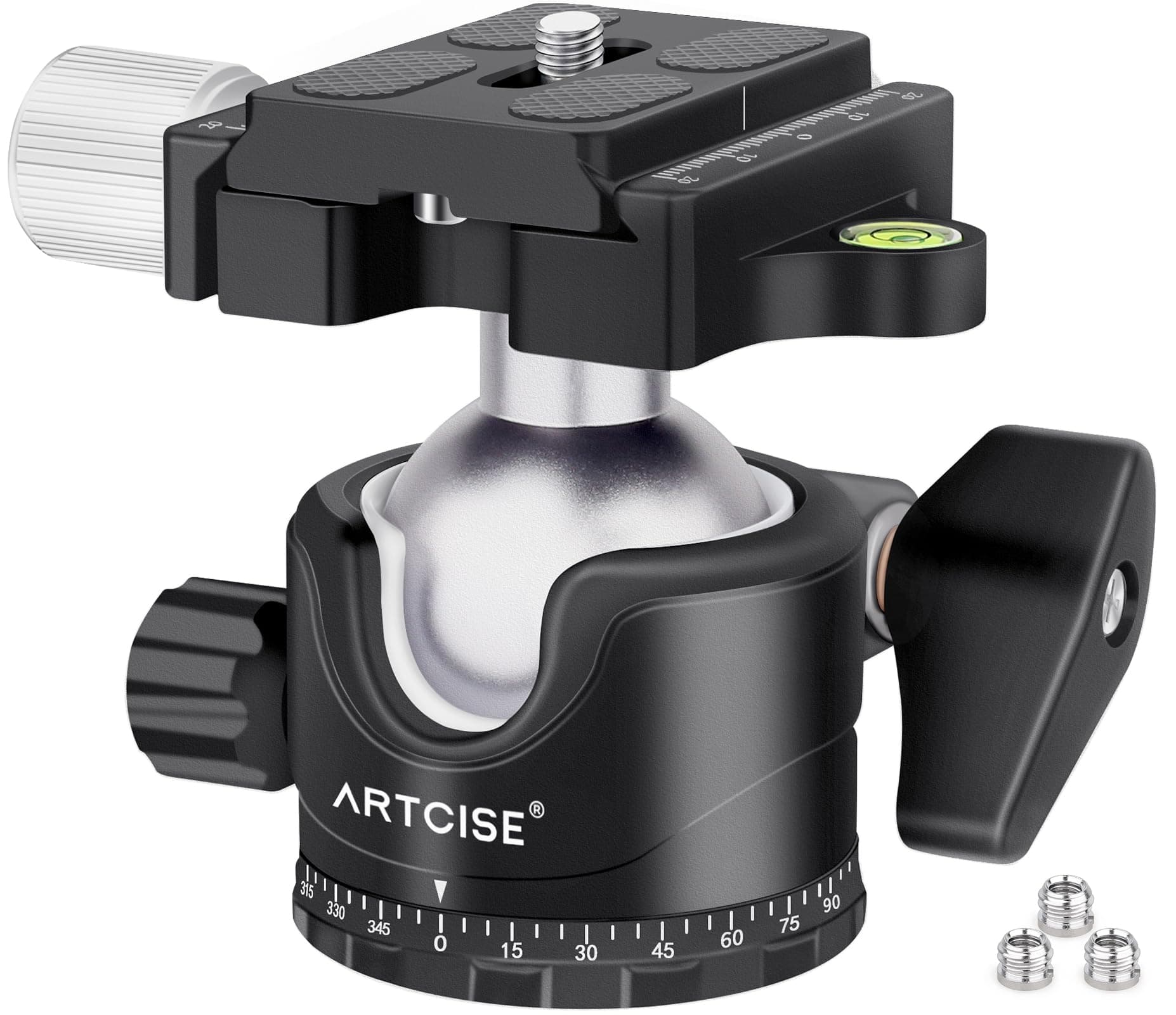 Low Profile Tripod Ball Head 36mm Stability Panoramic Tripod Head 360 Rotating Metal Ballhead with 1/4 inch Arca QR Plate for DSLR Cameras Tripods Monopods Camcorder Slider Max Loading 44.1lbs/20kg