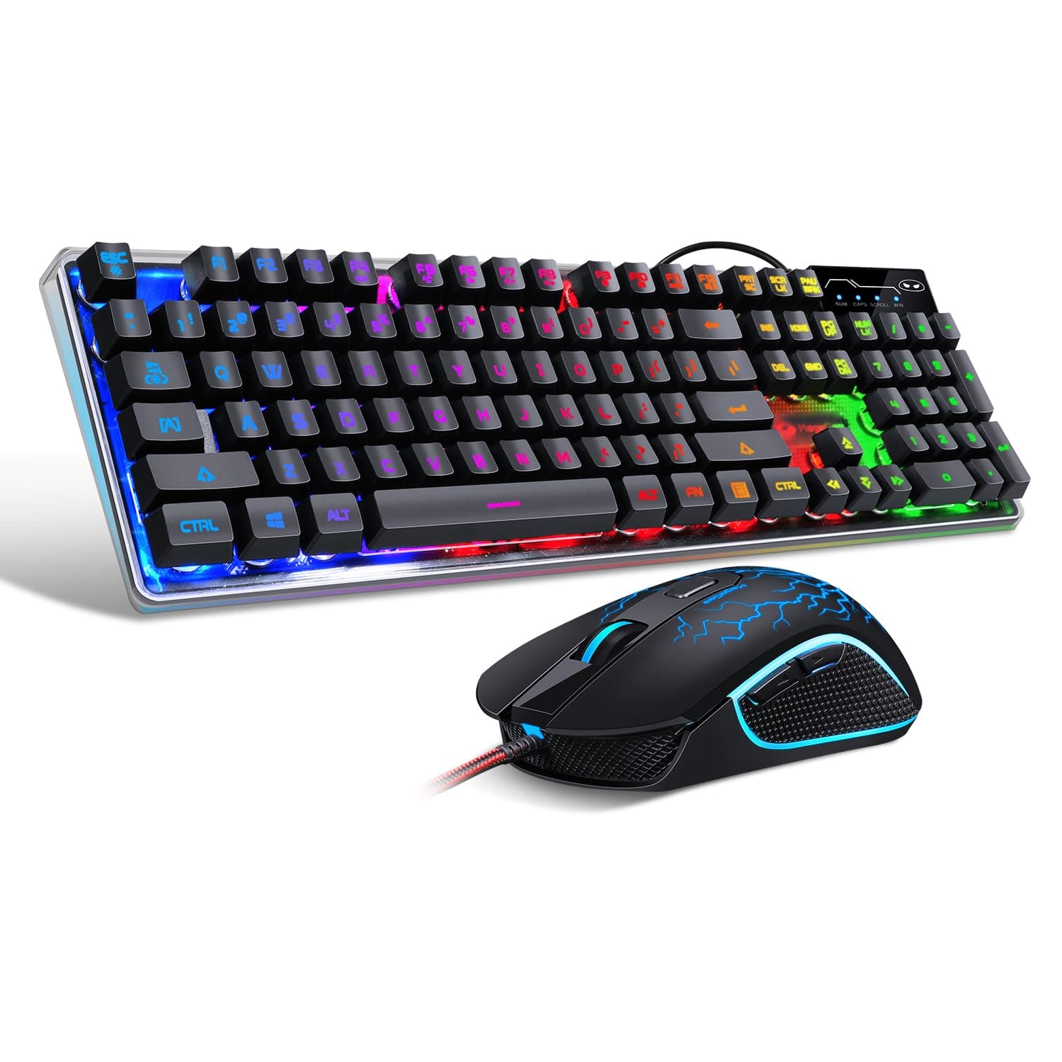 Gaming Keyboard and Mouse Combo, K1 RGB LED Backlit Wired Keyboard with 104 Key Computer PC Gaming Keyboard for PC/Laptop (Black)