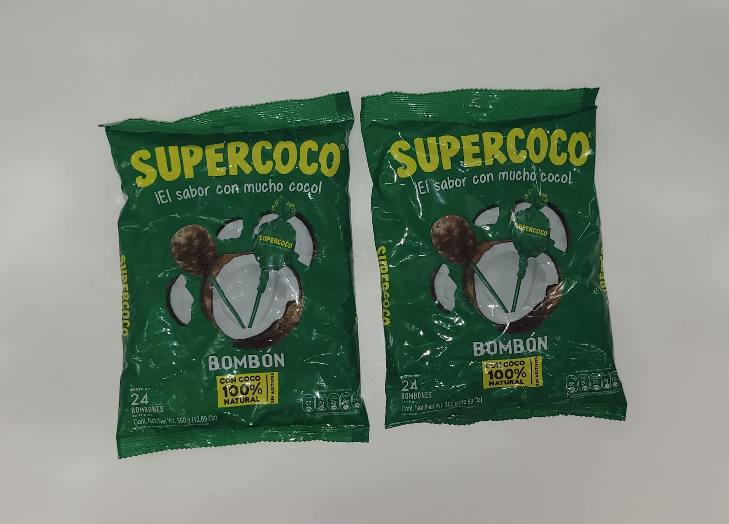 Supercoco Bombon Chupetas Caramelo Con Coco 384grs 2pack