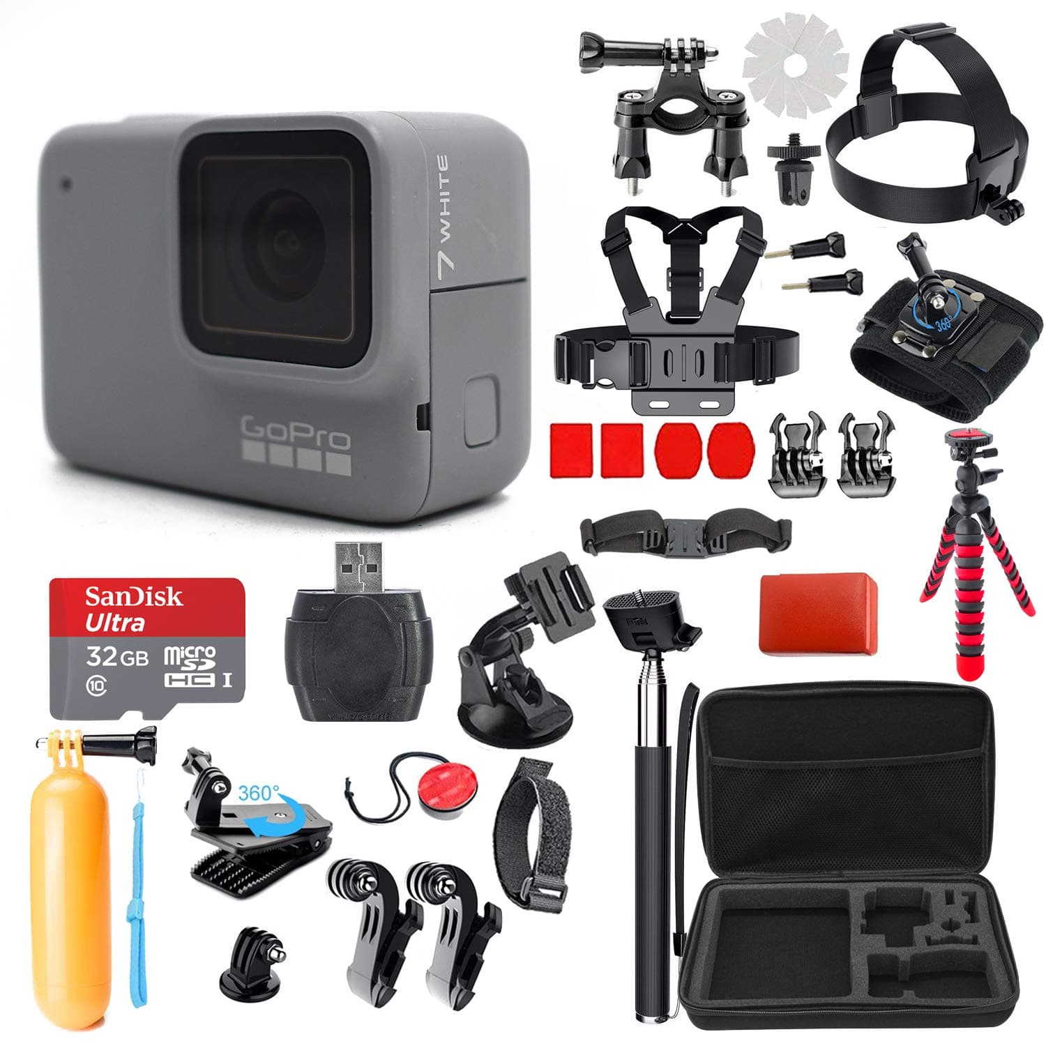 GoPro Hero 7 (White) Action Camera + 38 Piece Accessory Kit