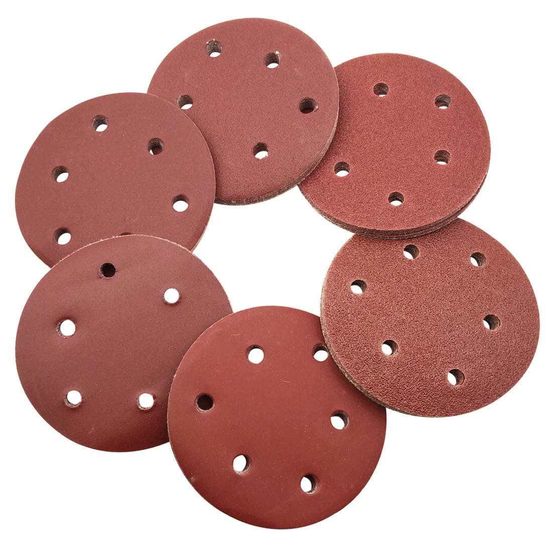 Sipery 60Pcs 5 Inch Sanding Discs Hook and Loop Sandpaper-10 Each of 60/80/120/240/320/600 Grit Flocking Sandpaper Pads for Random Orbital Sander (5 Inch 6 Hole)