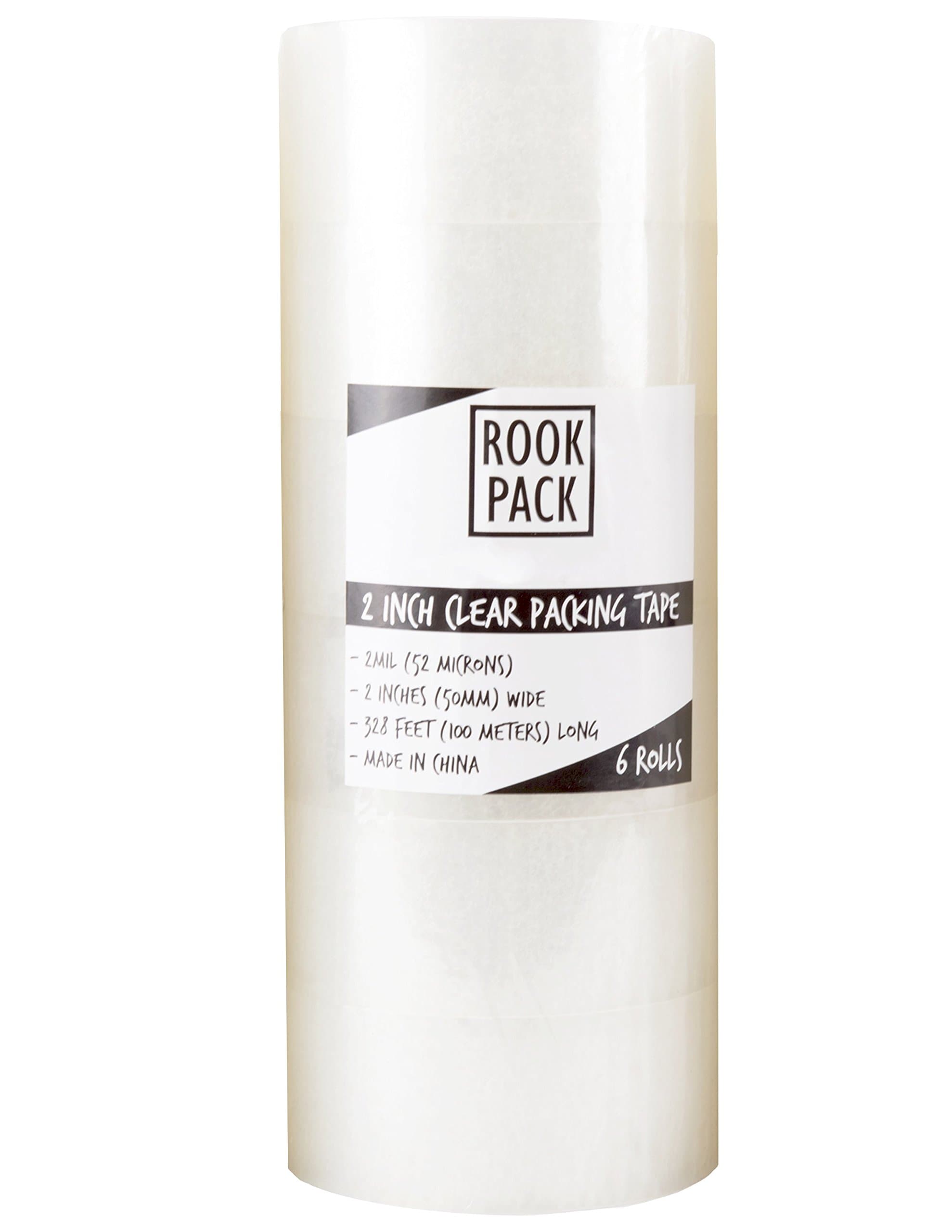 6 Pack Rook Pack 2 Inch Wide x 110 Yards (328 Feet) 2.0 Mil Packaging Tape (6PK x 2 inch x 110 Yards)